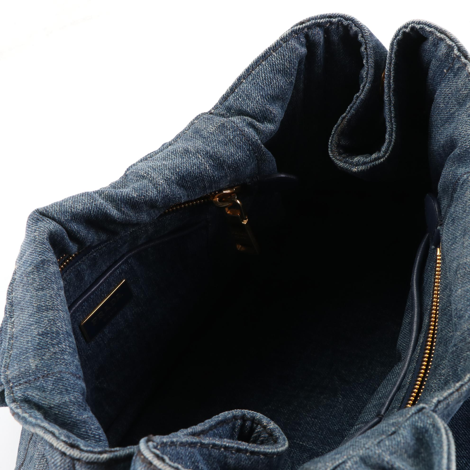 Prada Canapa Logo Tote in Denim