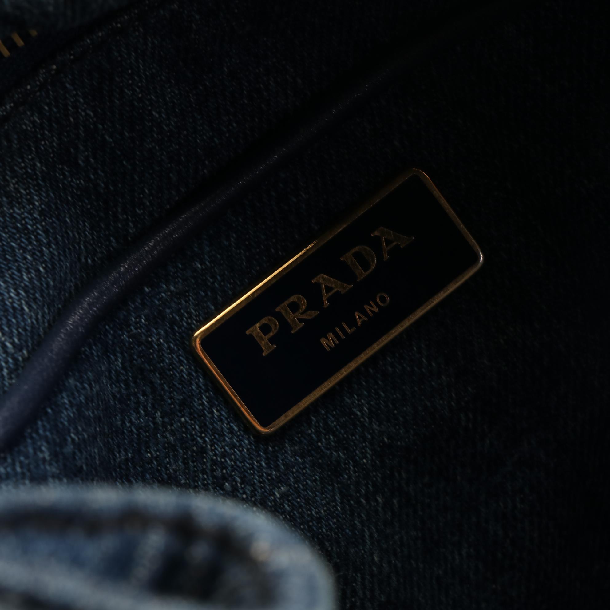 Prada Canapa Logo Tote in Denim
