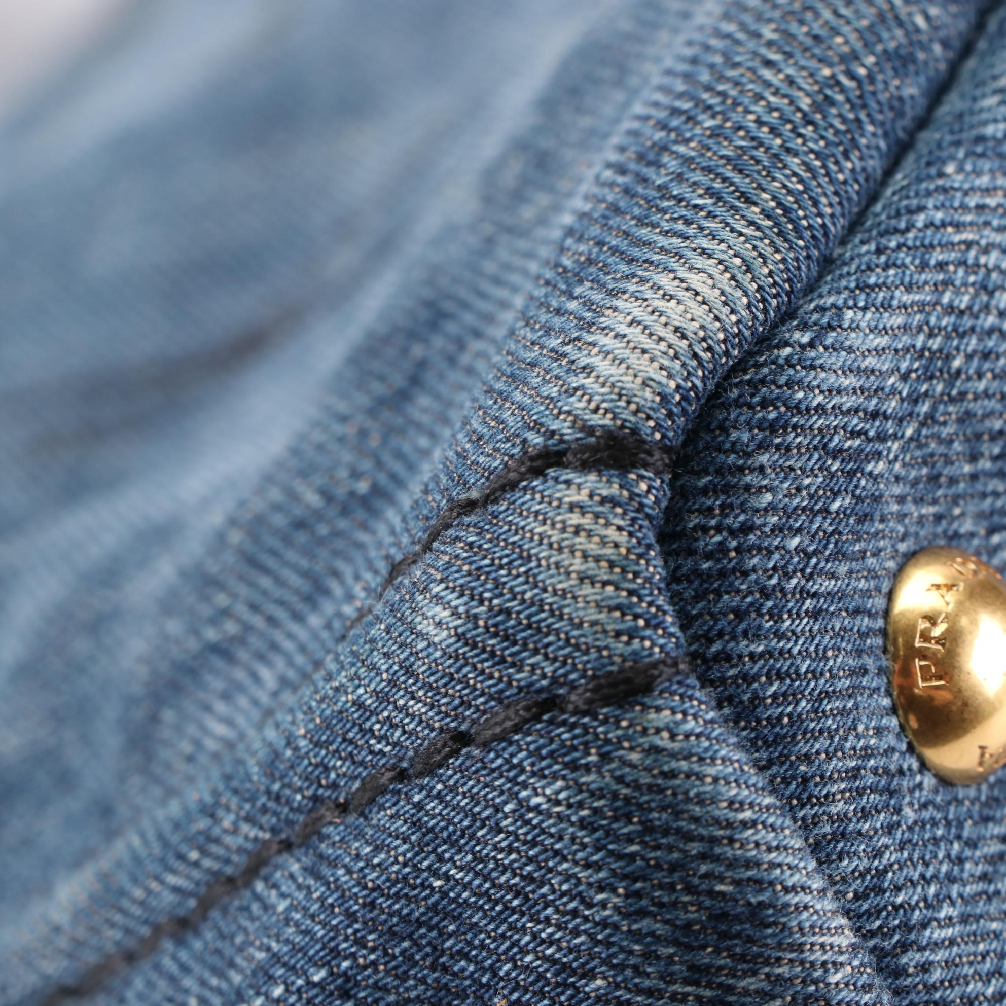 Prada Canapa Logo Tote in Denim