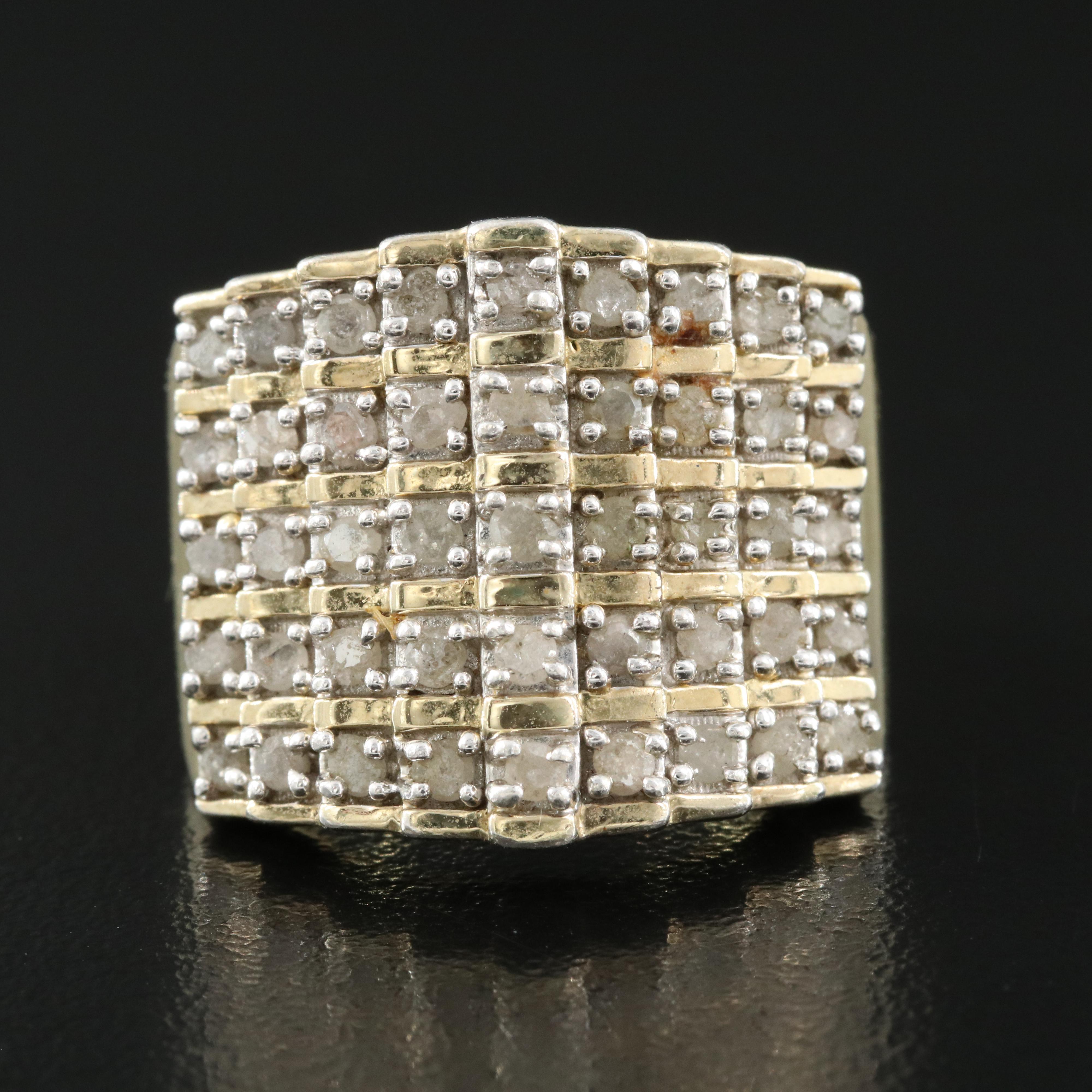 Sterling Diamond Stepped Ring