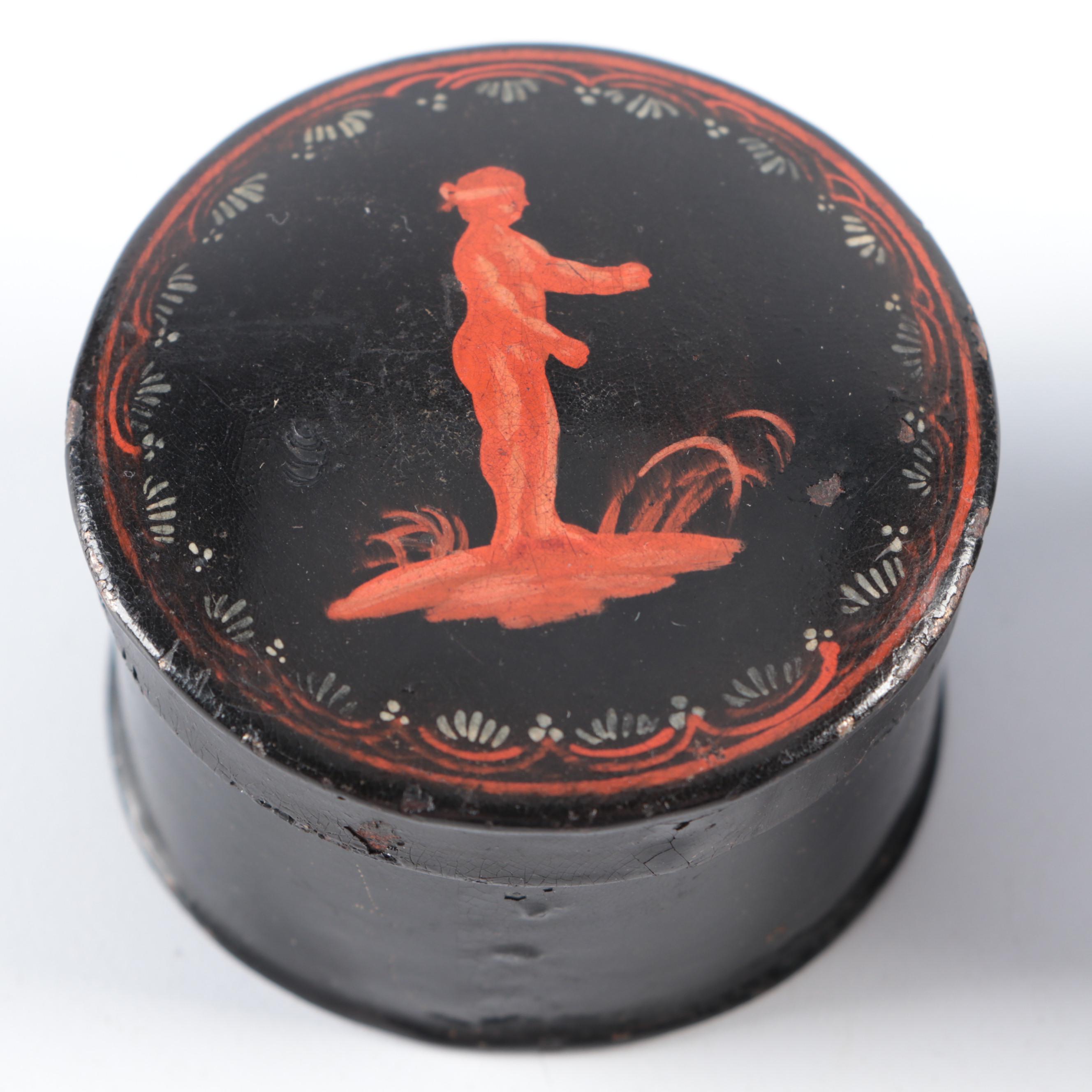 Greco-Roman Motif Tole-Painted Snuff Boxes