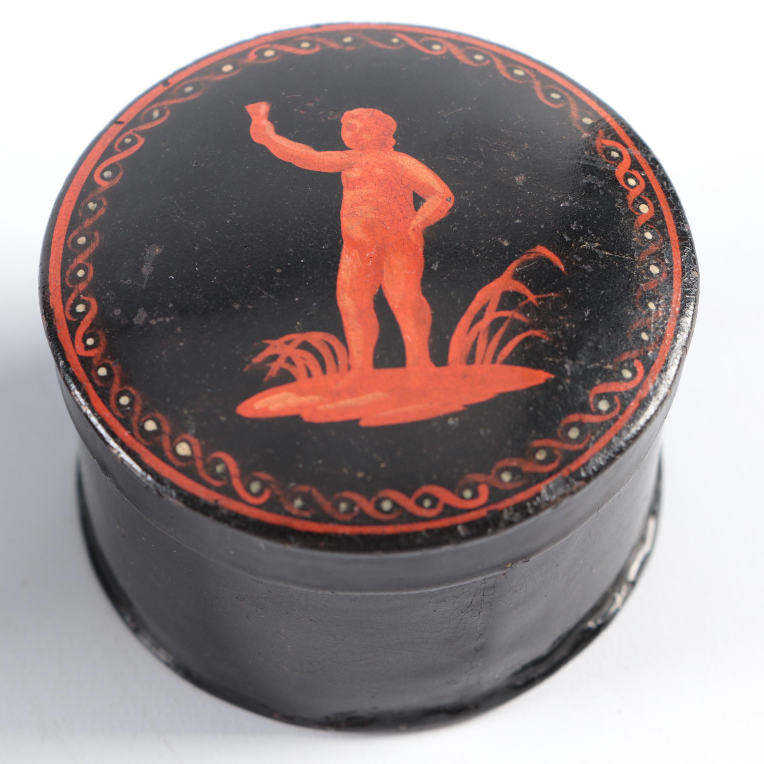 Greco-Roman Motif Tole-Painted Snuff Boxes