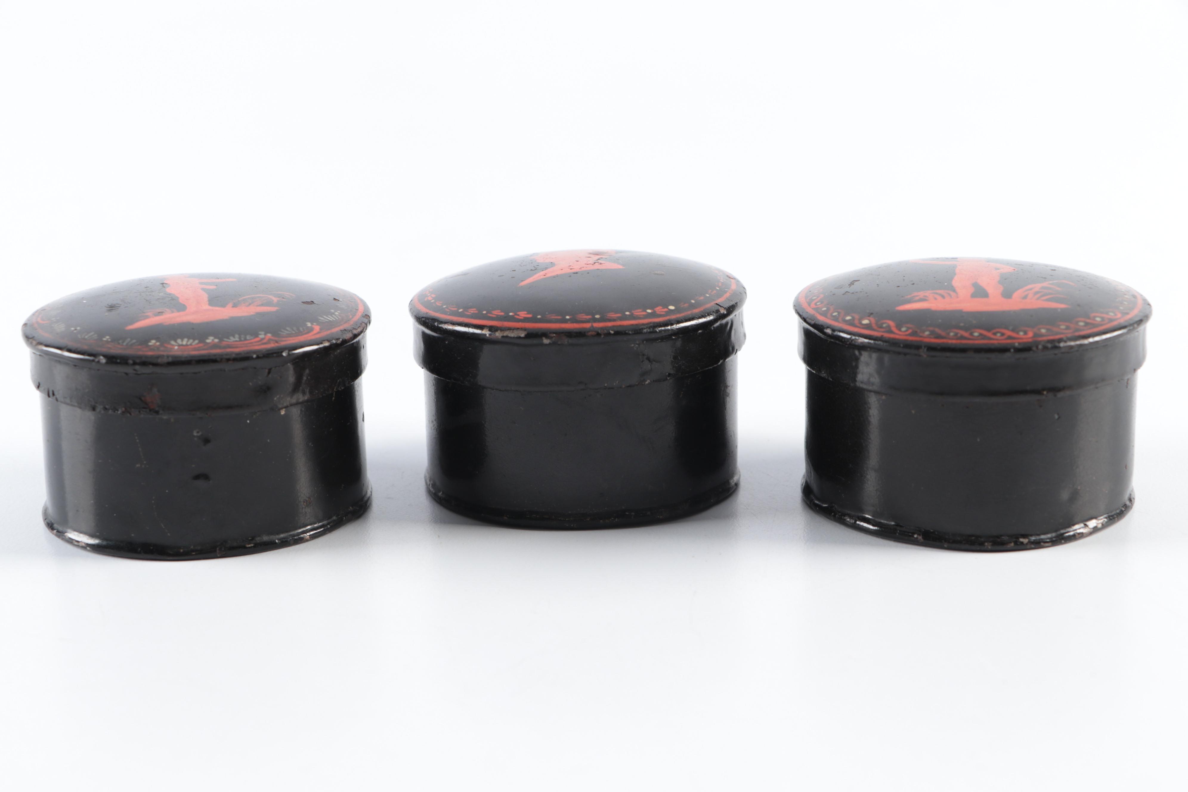 Greco-Roman Motif Tole-Painted Snuff Boxes