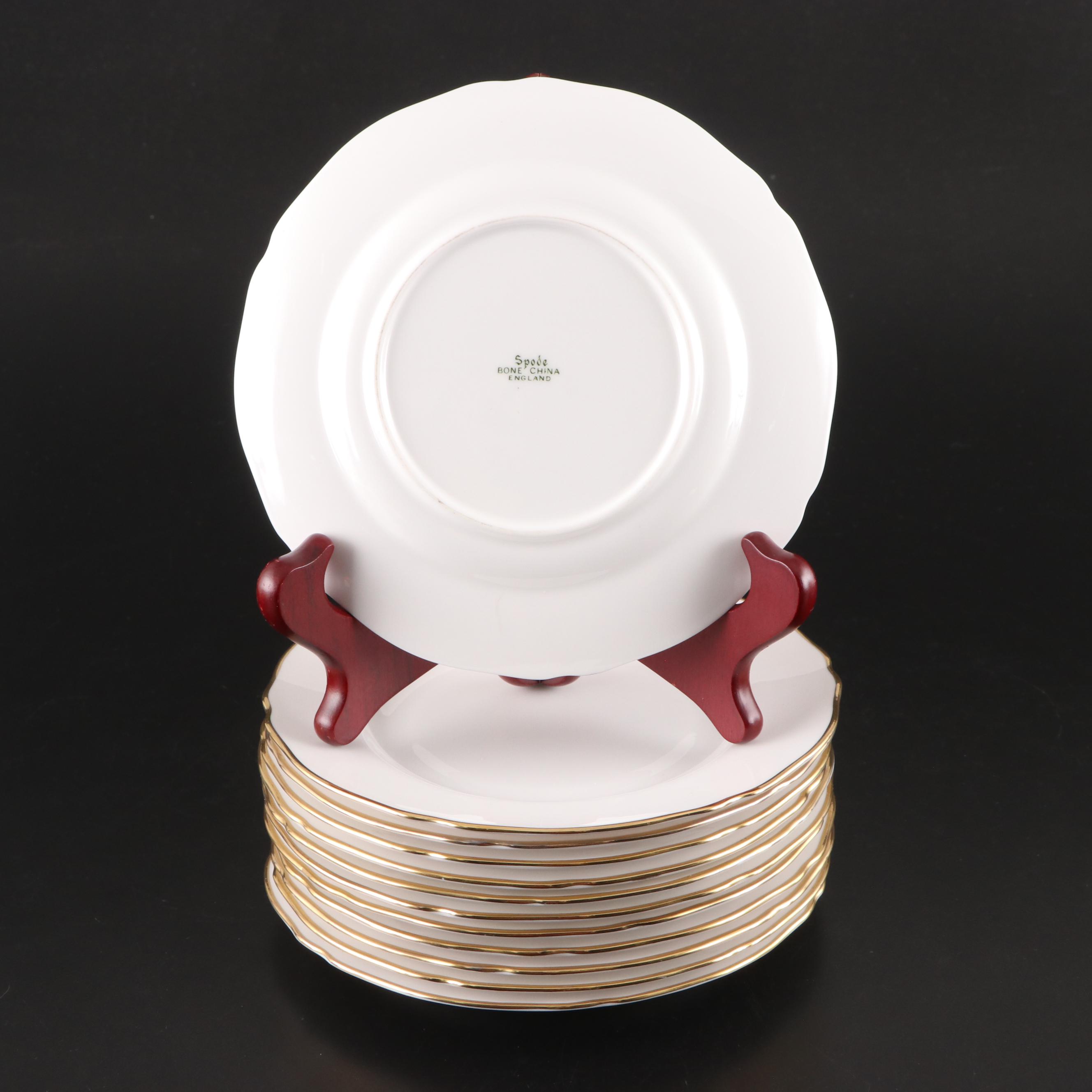 Spode Bone China Plates with Other Gilt and Floral Ceramic Tableware