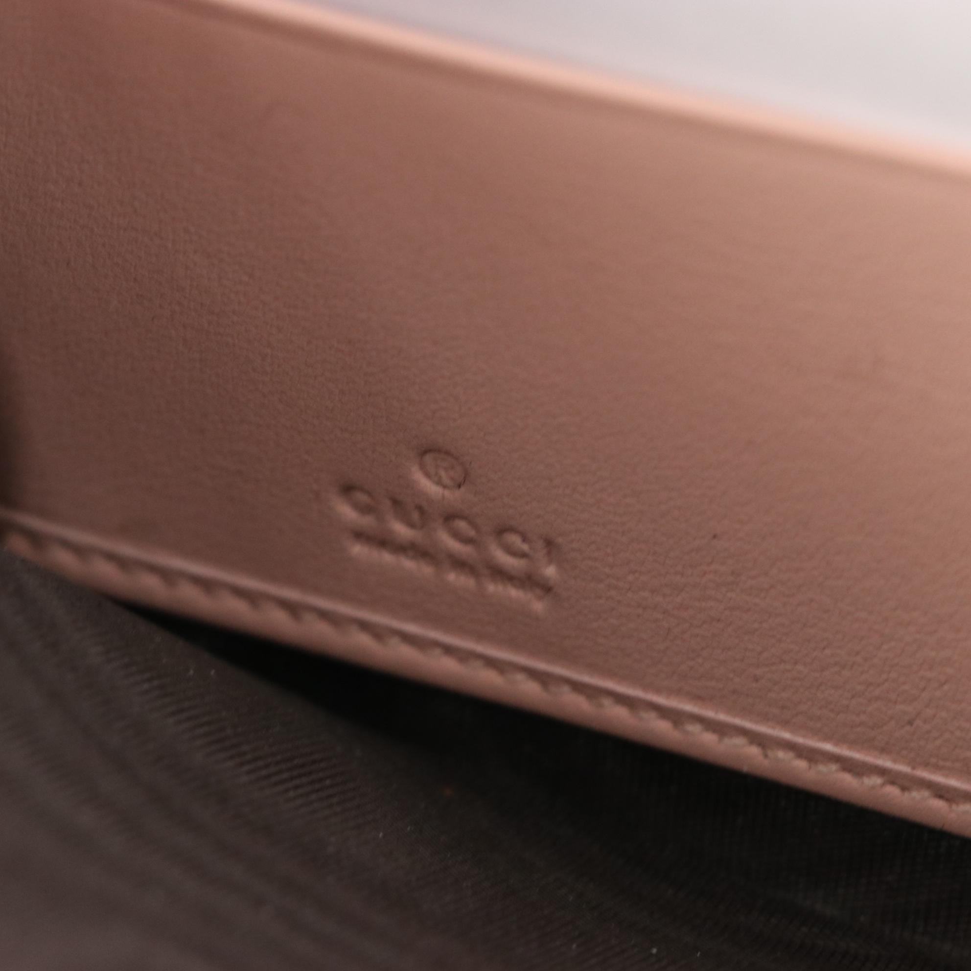 Gucci Bamboo Pink Leather Zipper Wallet with Box