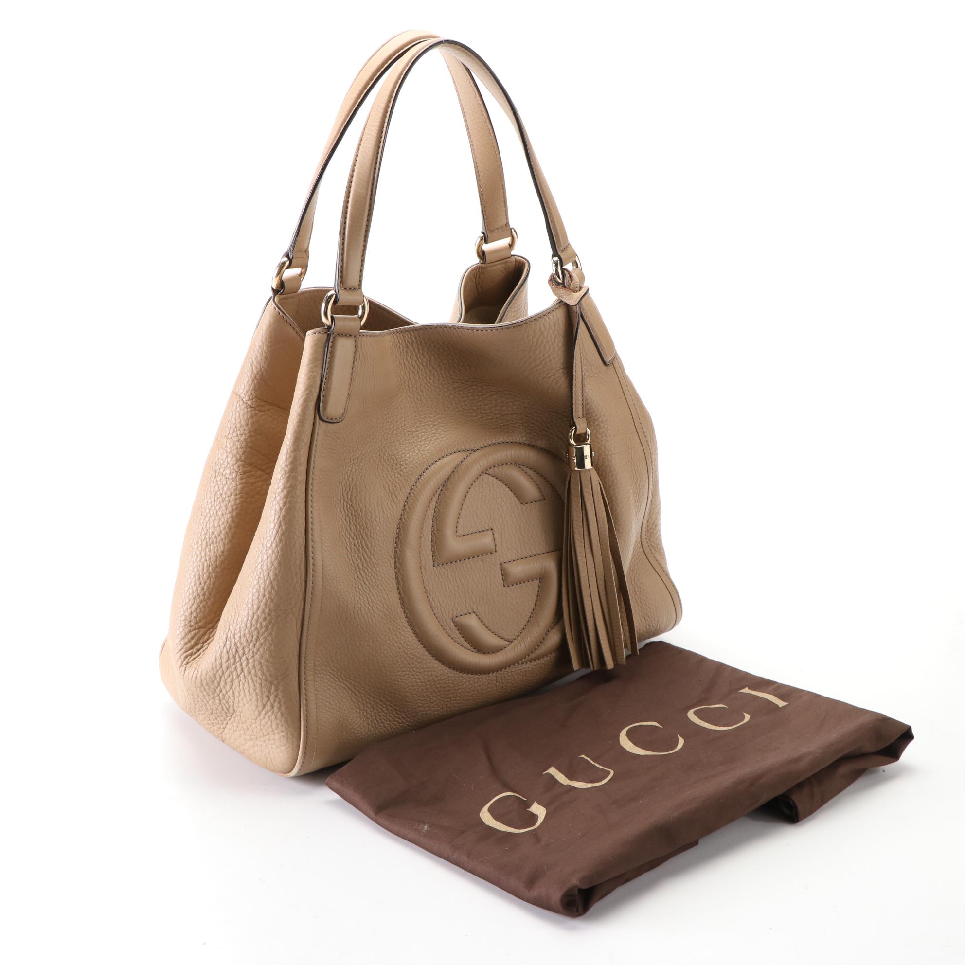 Gucci Soho Shoulder Bag in Tan Grained Leather