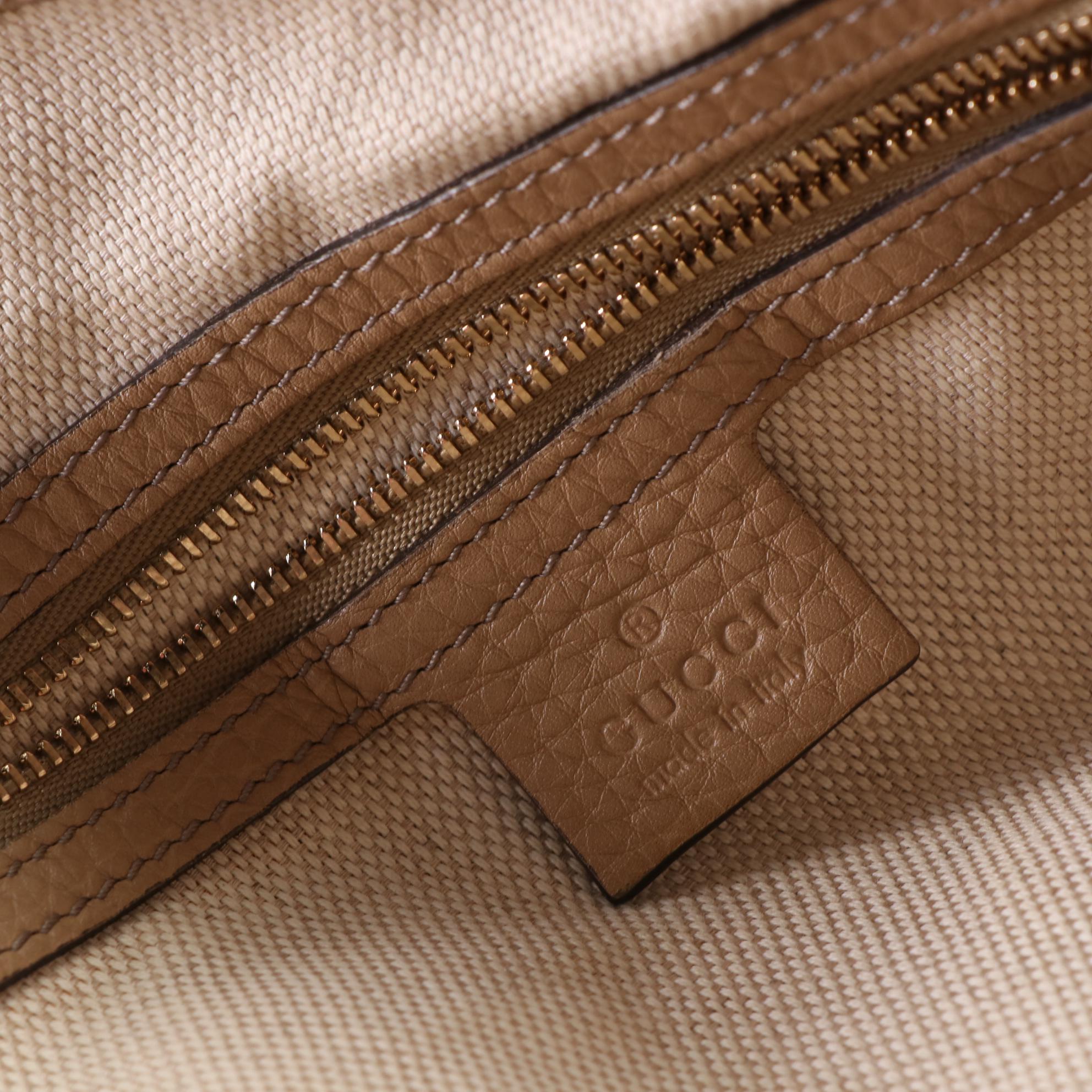 Gucci Soho Shoulder Bag in Tan Grained Leather