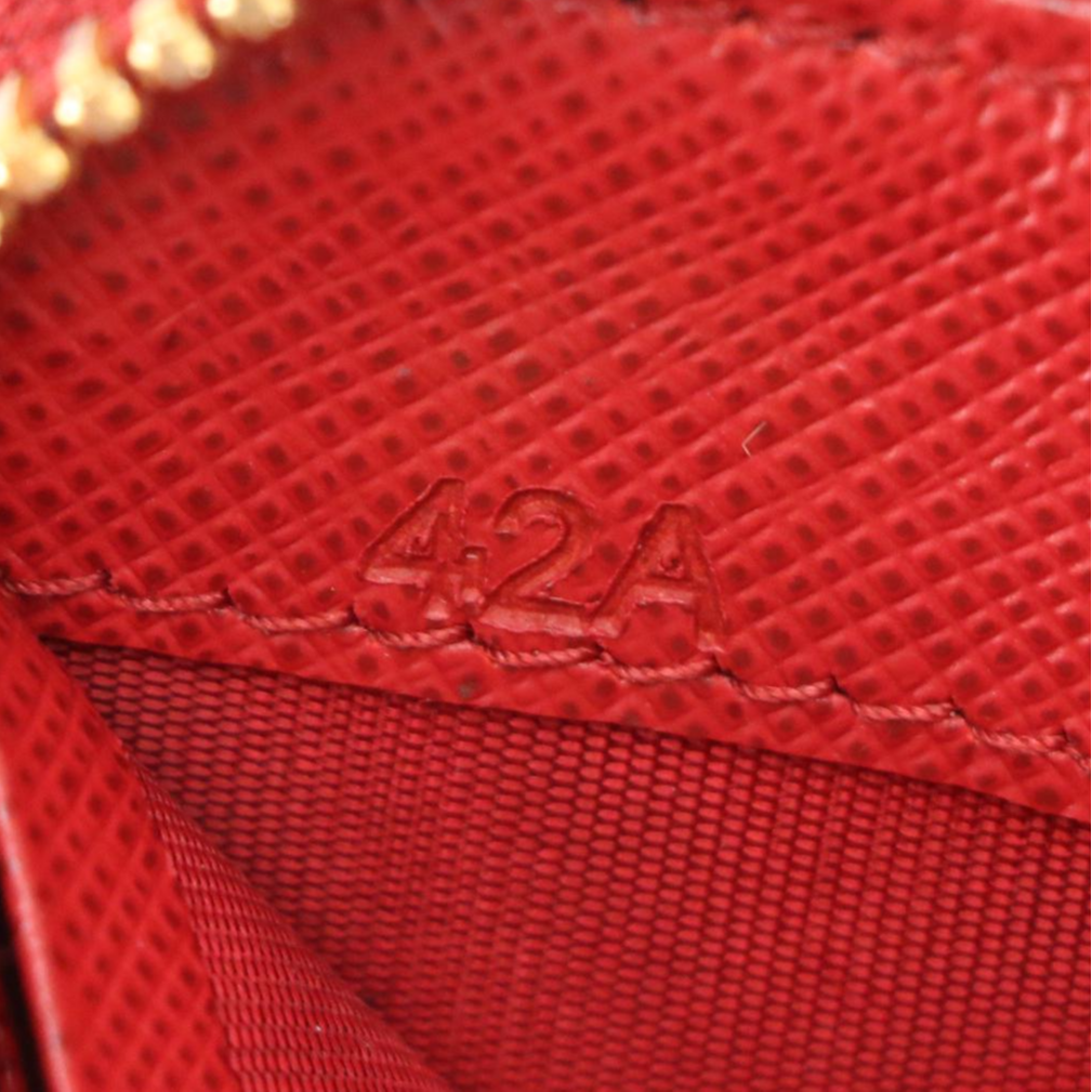 Prada Zip Card Case Wallet in Red Saffiano Leather