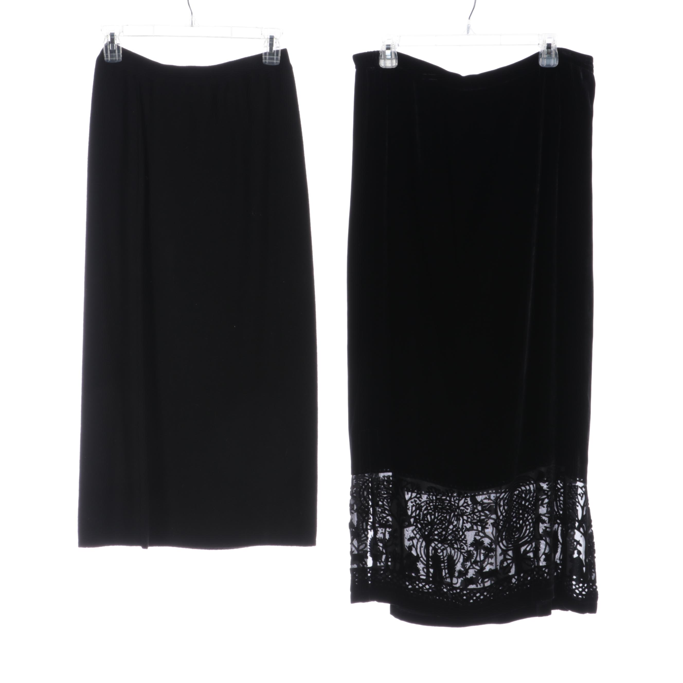 St. John Velvet Dress, Pringle of Scotland Cashmere Skirt, with Other Garments