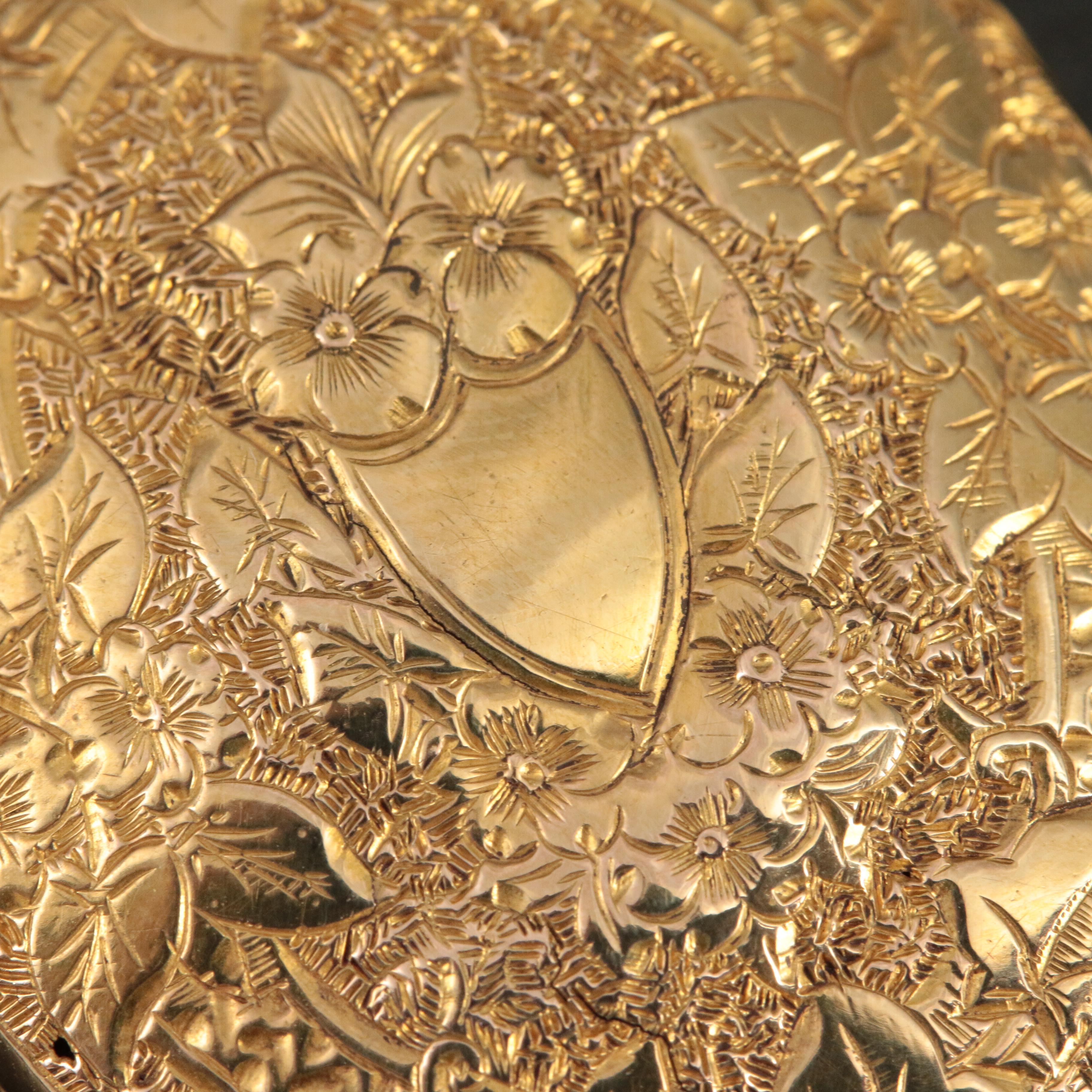 Antique 14K Hand Floral Engraved Locket