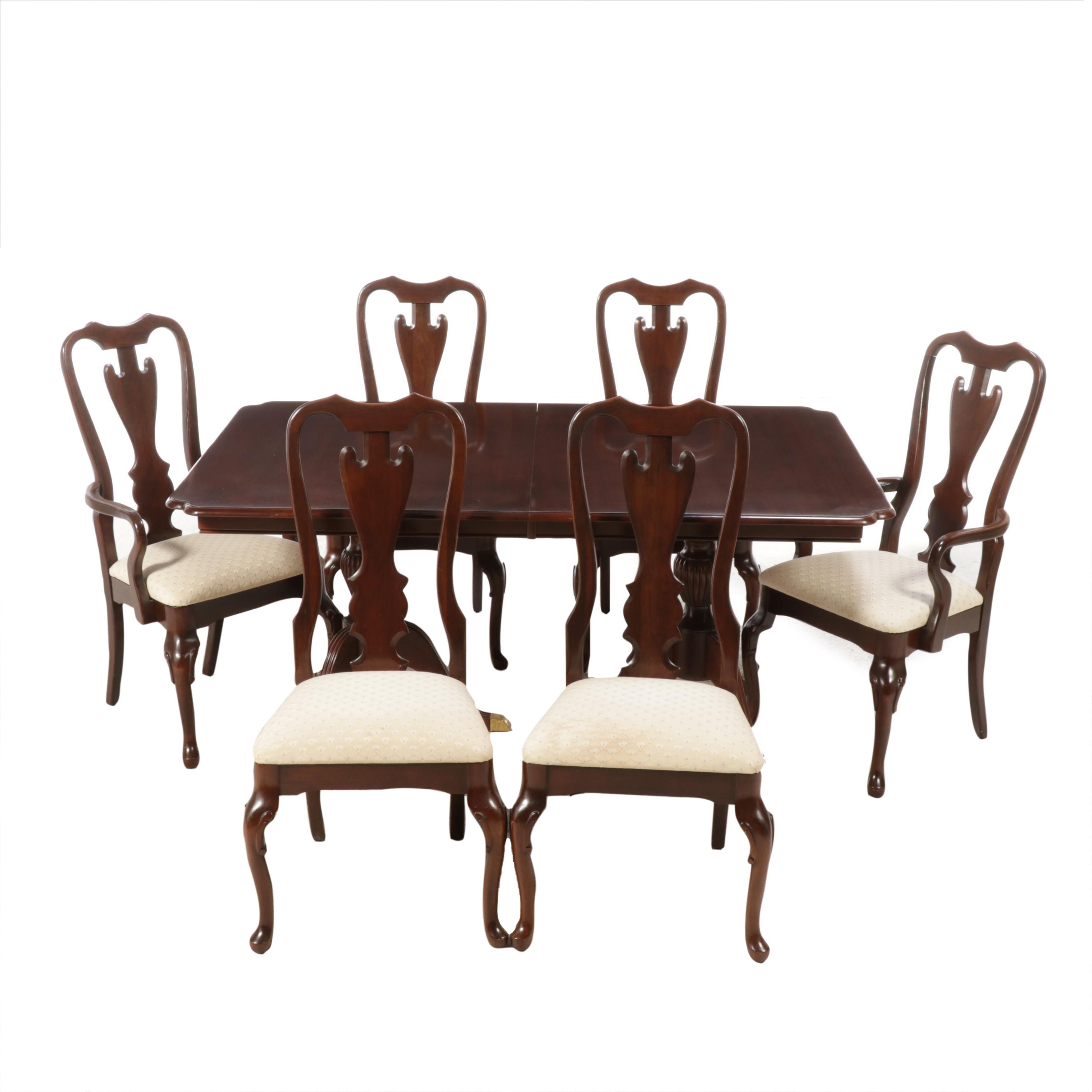 Queen Anne Style Mahogany Seven-Piece Extension Dining Set