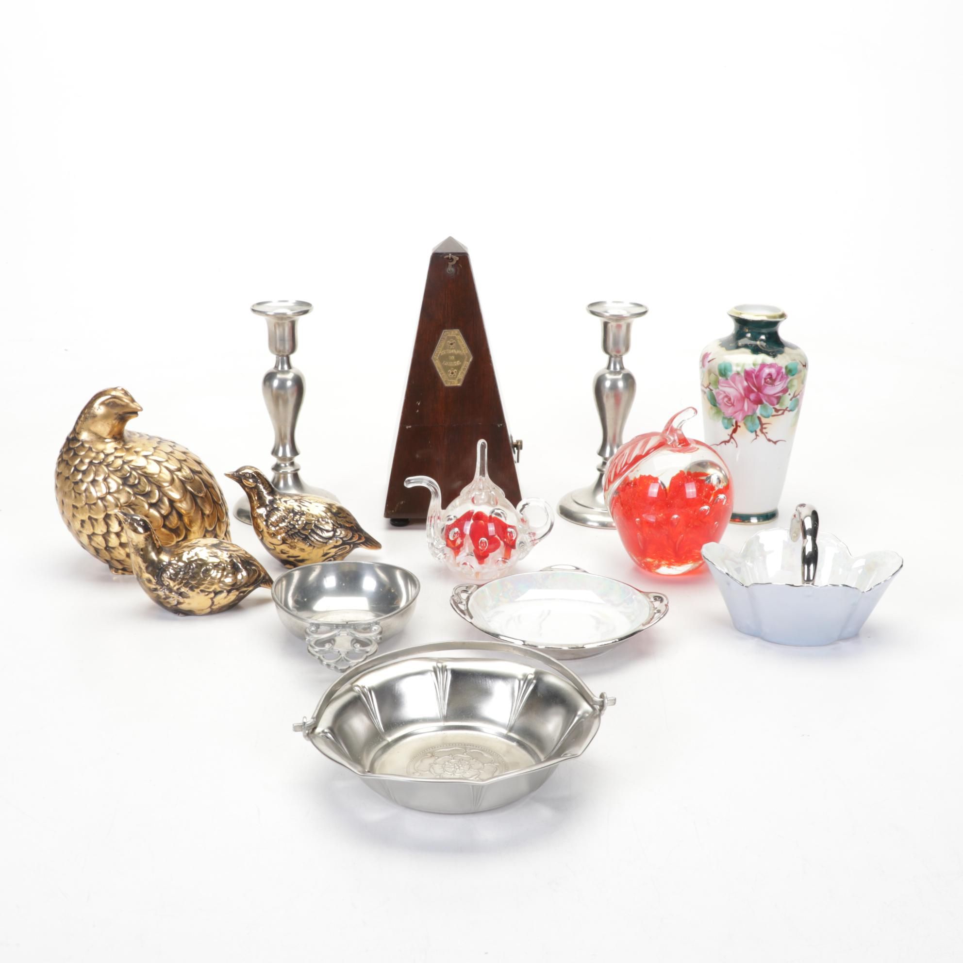 Metronome De Maelzel No 309, with St Clair Paperweights and Other Décor