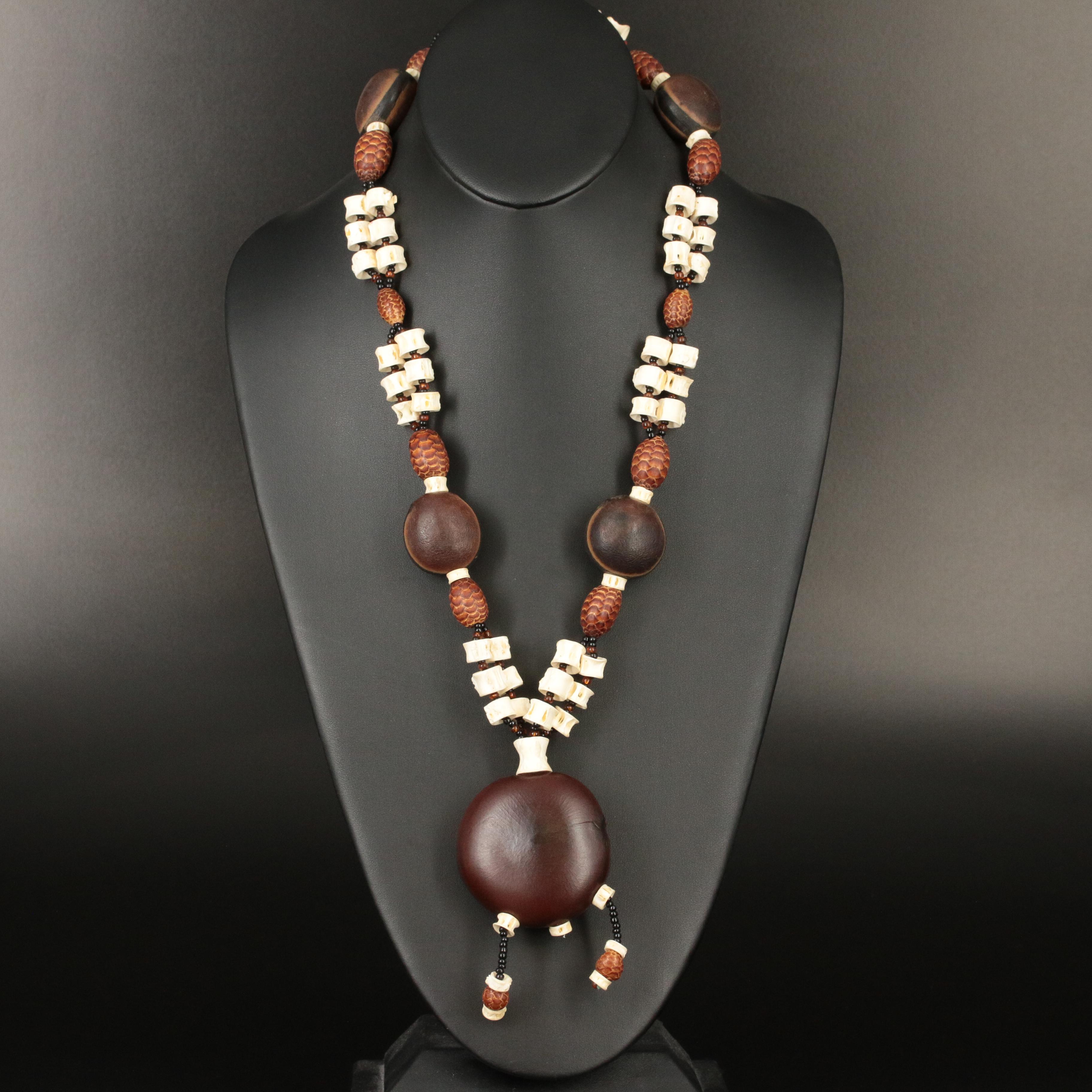 Sea Beans and Bone Necklace