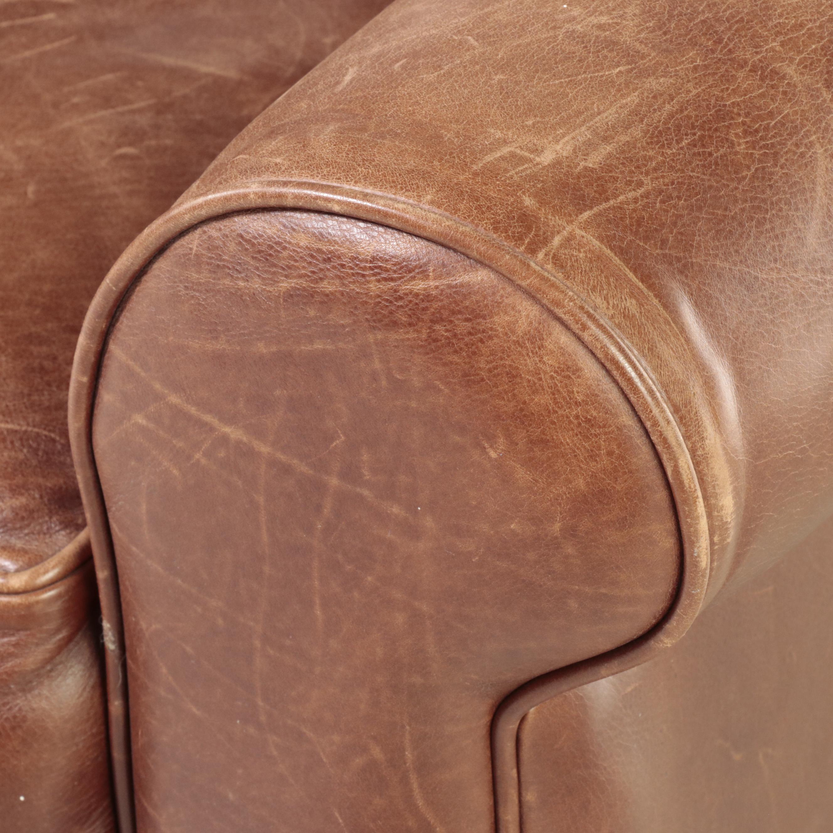 Bauhaus Brown Leather Wingback Club Chair