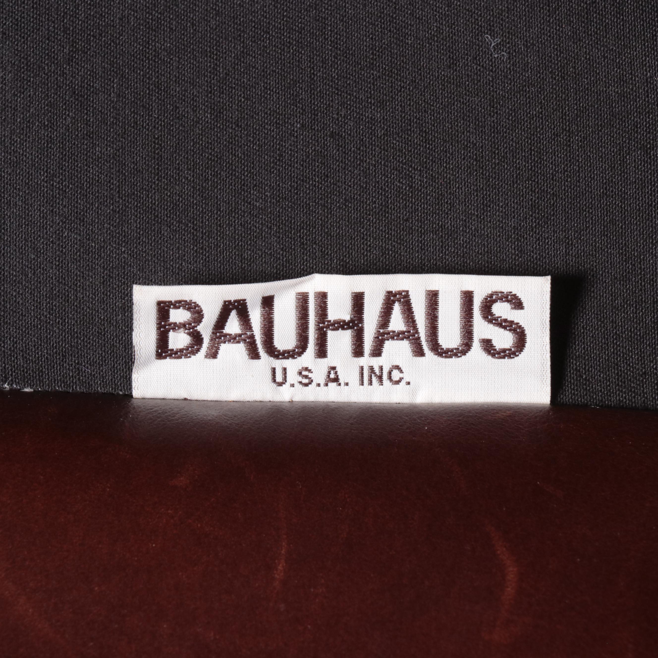 Bauhaus Brown Leather Wingback Club Chair