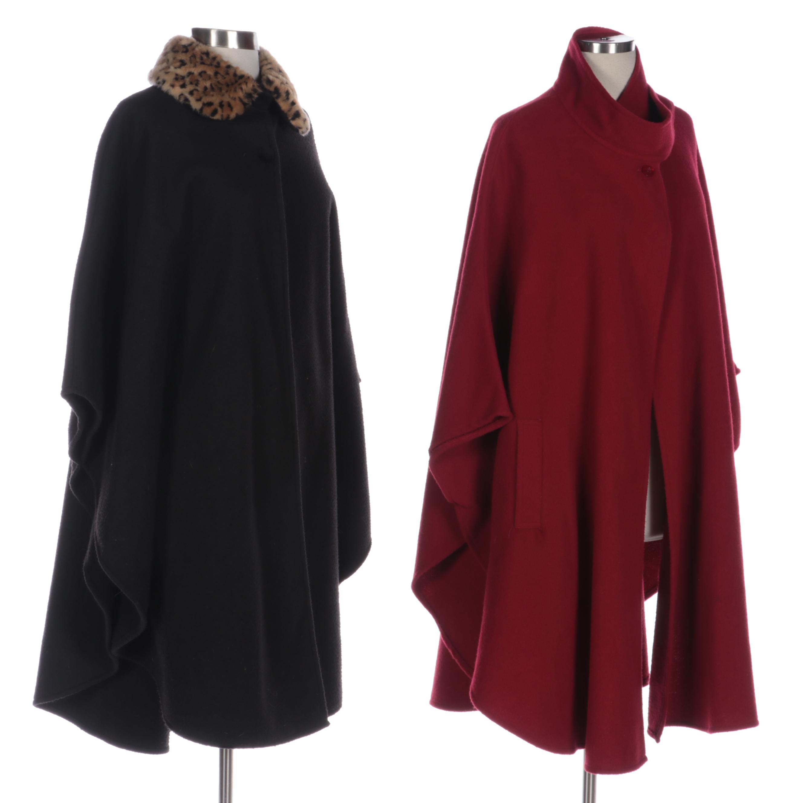 Blair Boutique Red Wool Blend Cape with Betmar Black Cape