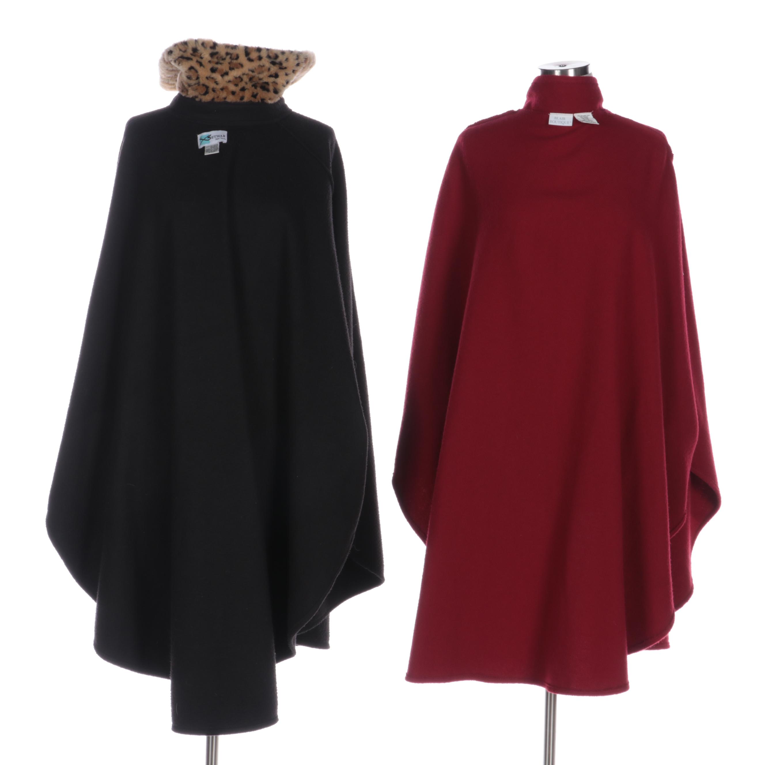 Blair Boutique Red Wool Blend Cape with Betmar Black Cape