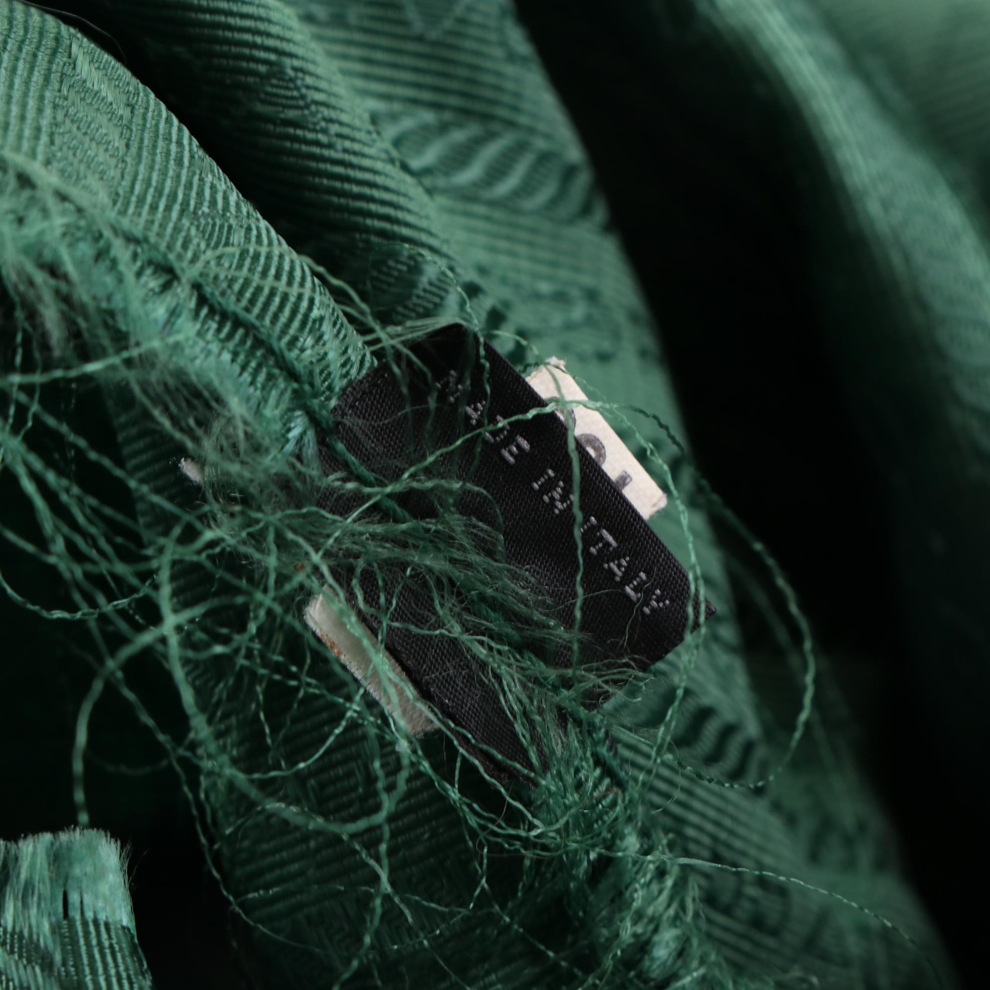 Prada Two-Way Tote Bag in Multicolor Printed Canvas and Green Leather Trim