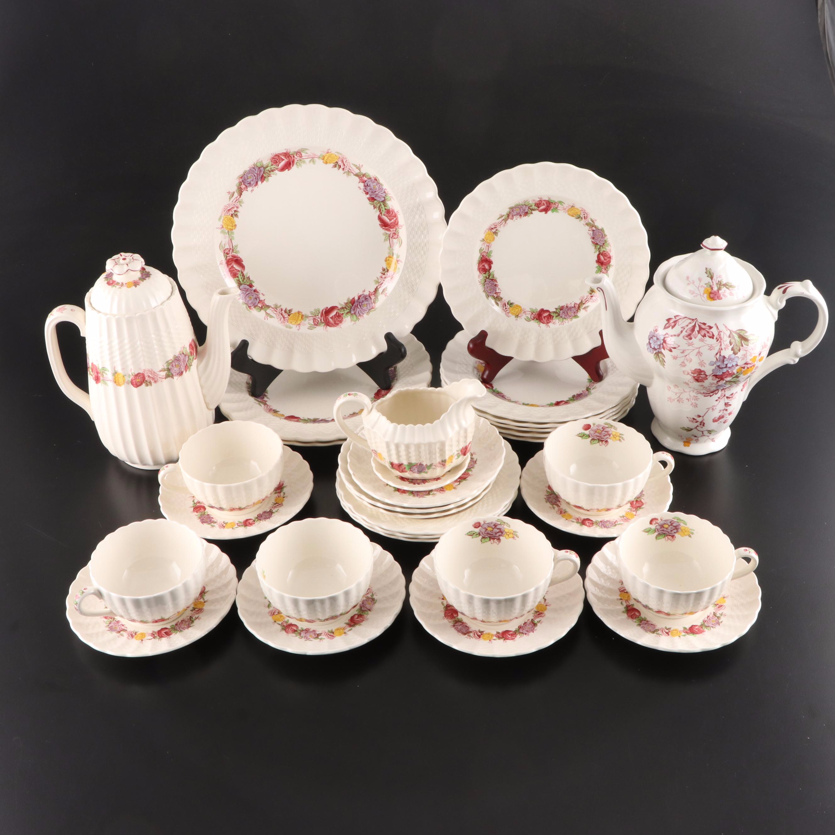 Spode "Rose Briar" Porcelain Dinnerware and Other Teapot