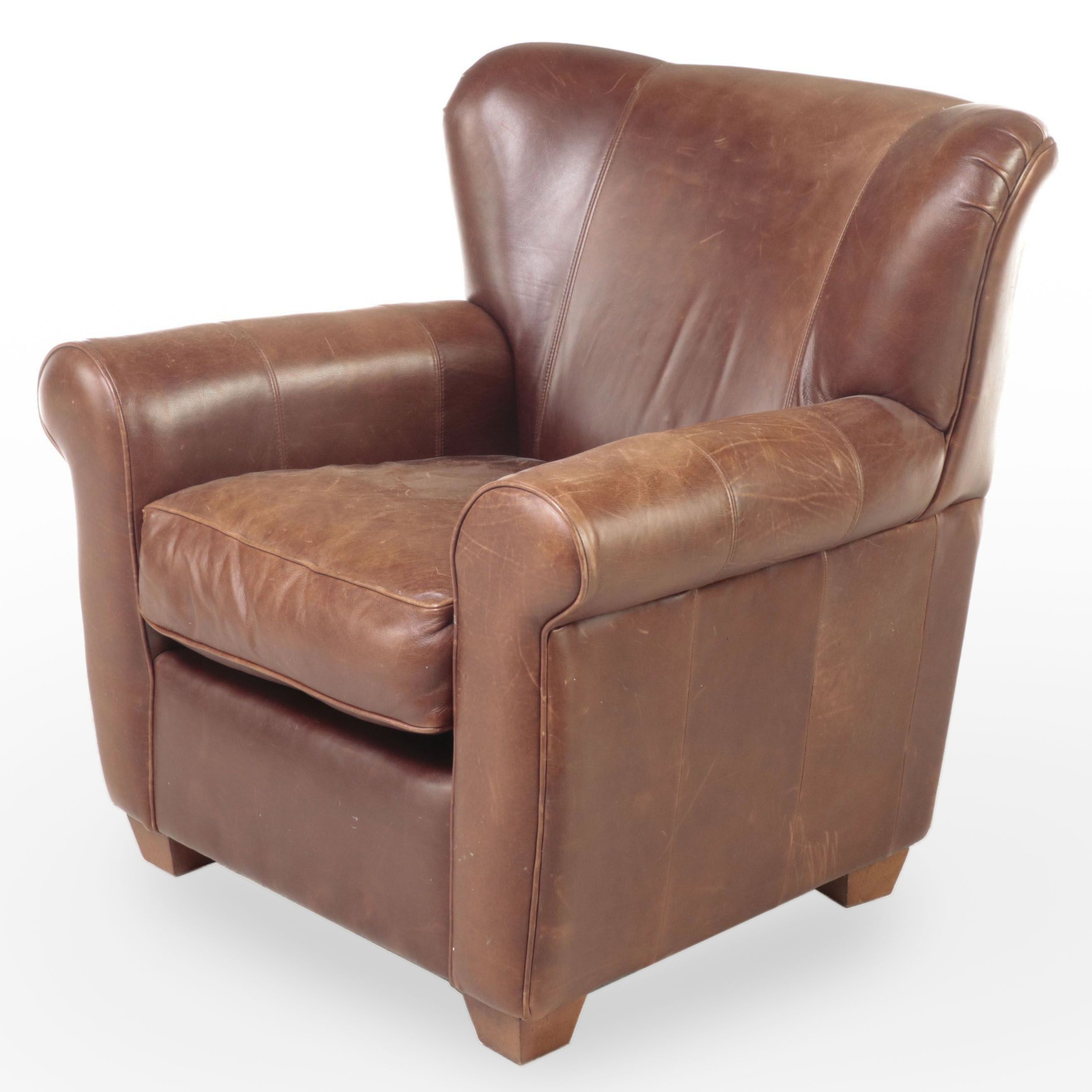 Bauhaus Brown Leather Wingback Club Chair