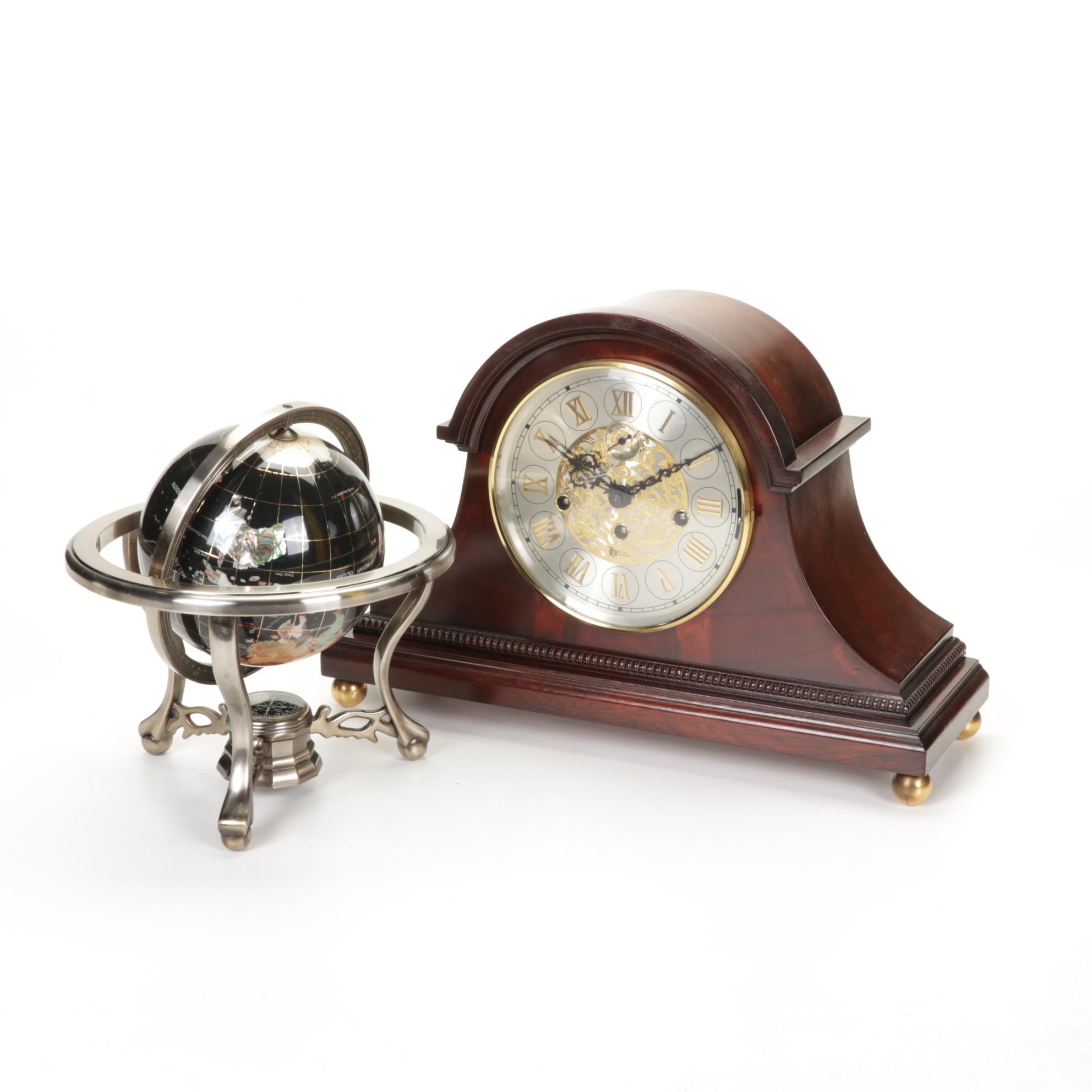 Kieninger Heritage Heirlooms Mantel Clock with Inlaid Gemstone Globe