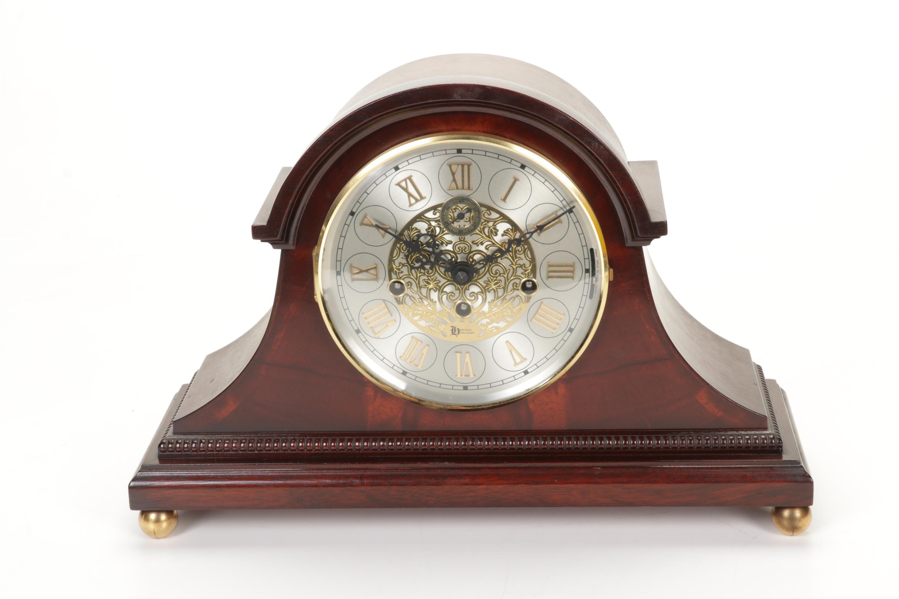 Kieninger Heritage Heirlooms Mantel Clock with Inlaid Gemstone Globe