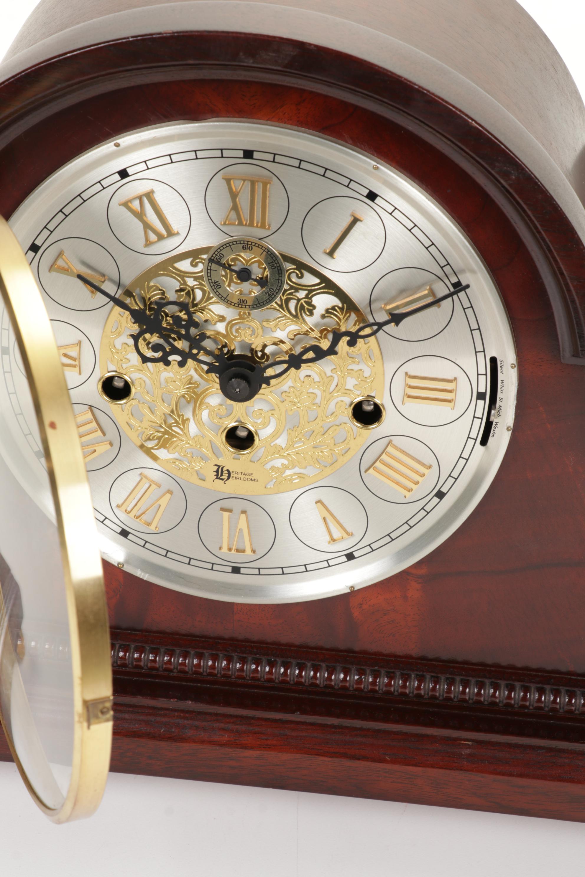 Kieninger Heritage Heirlooms Mantel Clock with Inlaid Gemstone Globe