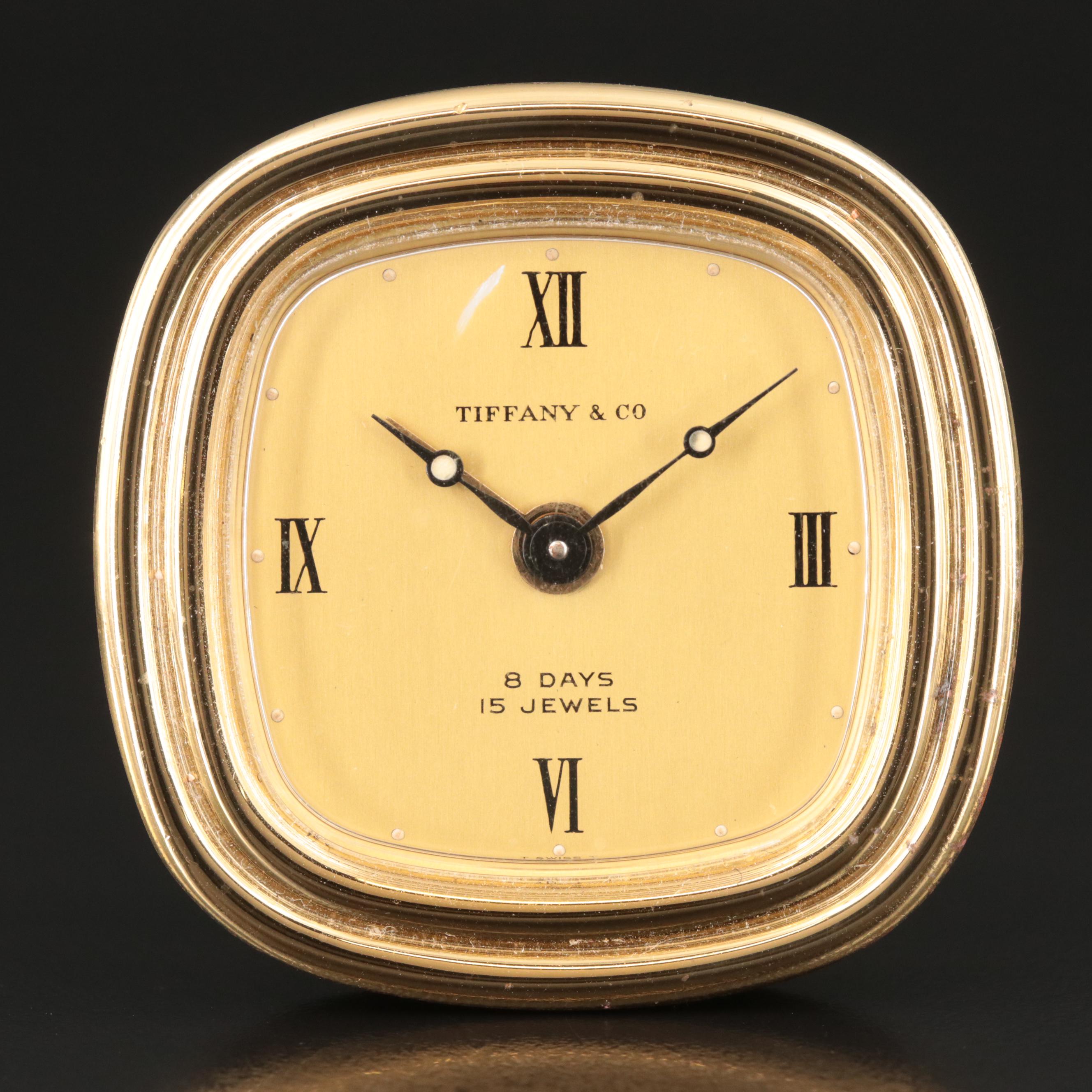 Tiffany & Co. Swiss Eight-Day, 15-Jewel Desk Alarm Clock