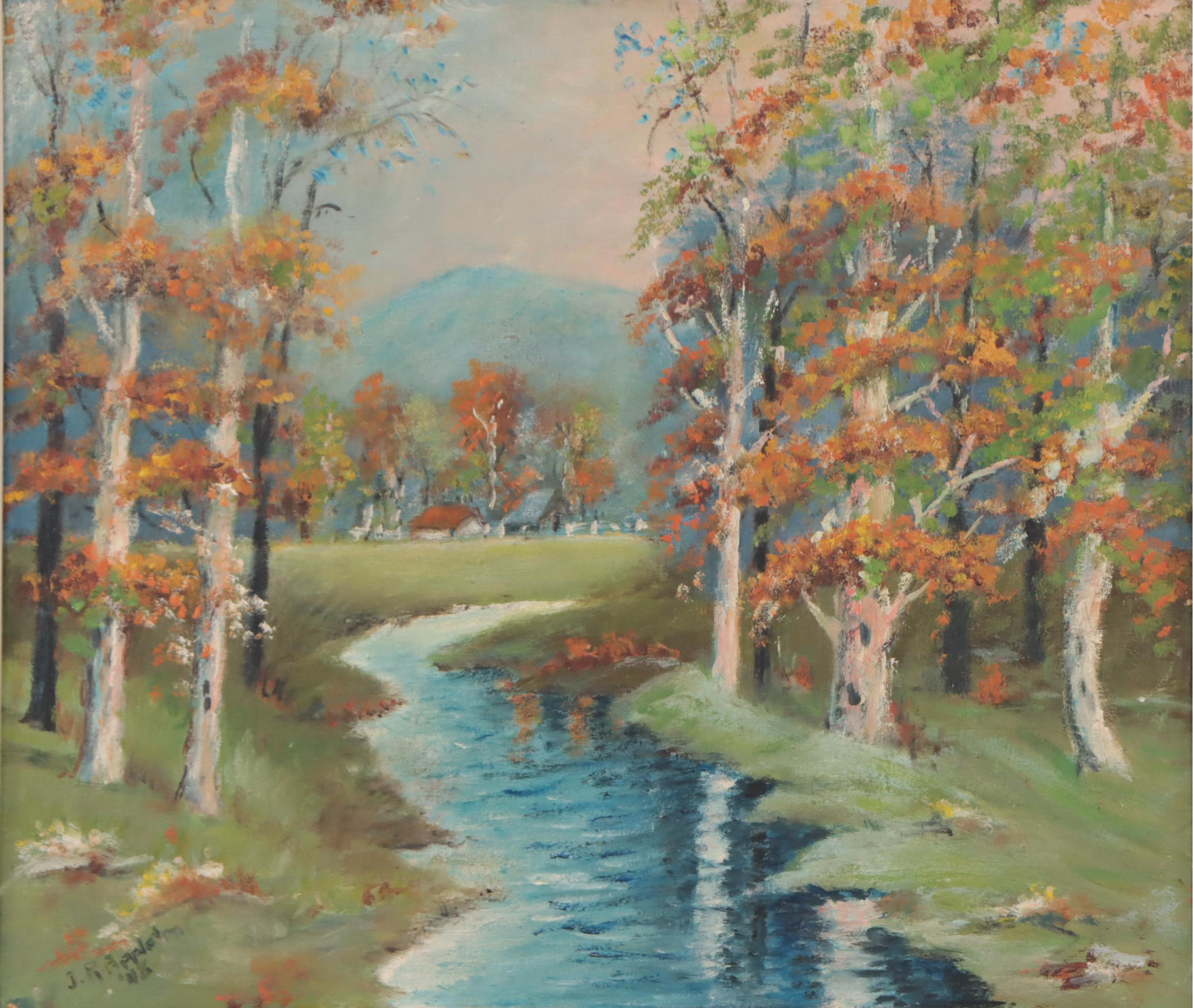 J.R. Appleton Oil Painting of Forest Landscape, 1948