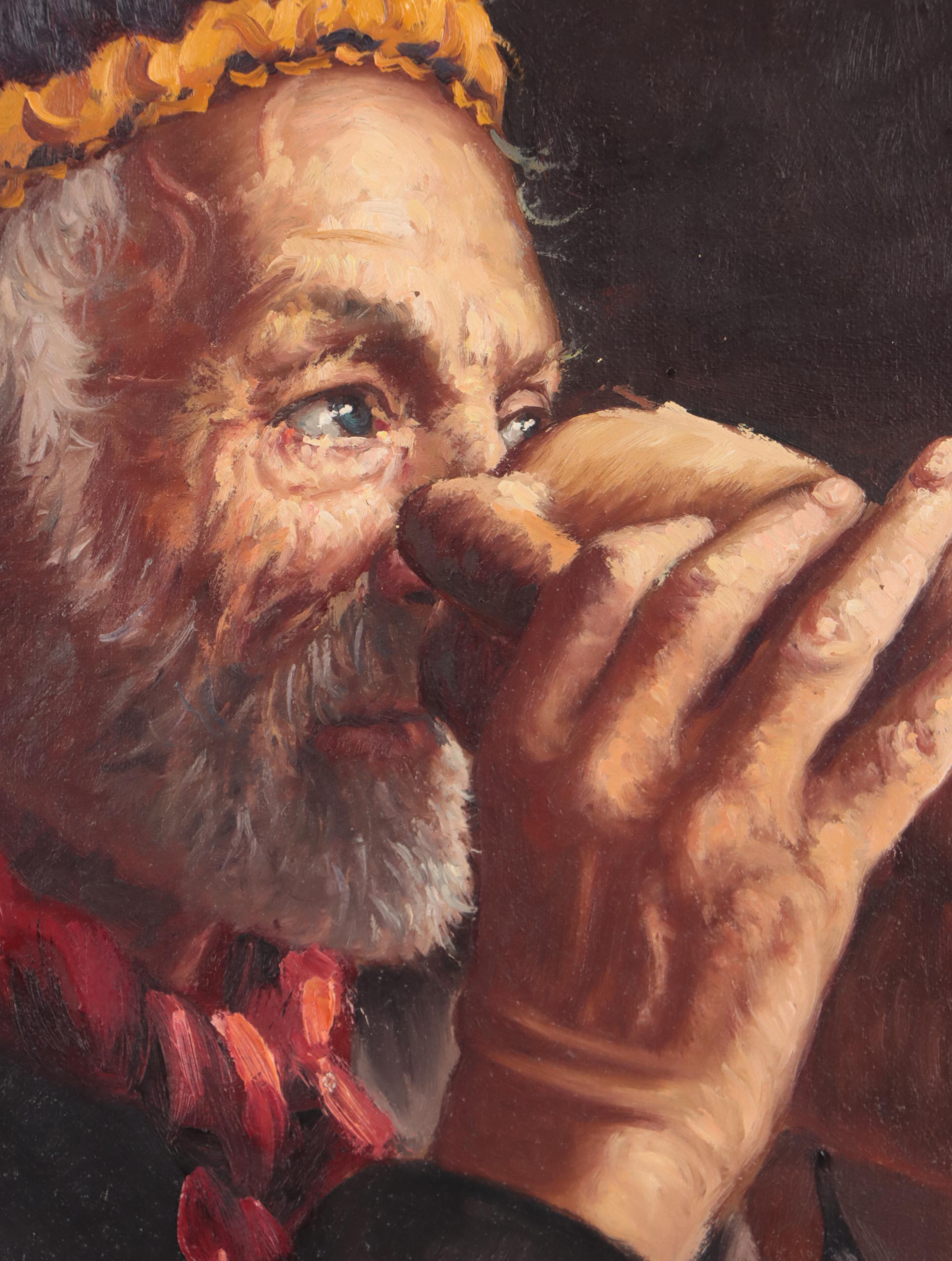 Portrait Oil Painting of Man with Vase