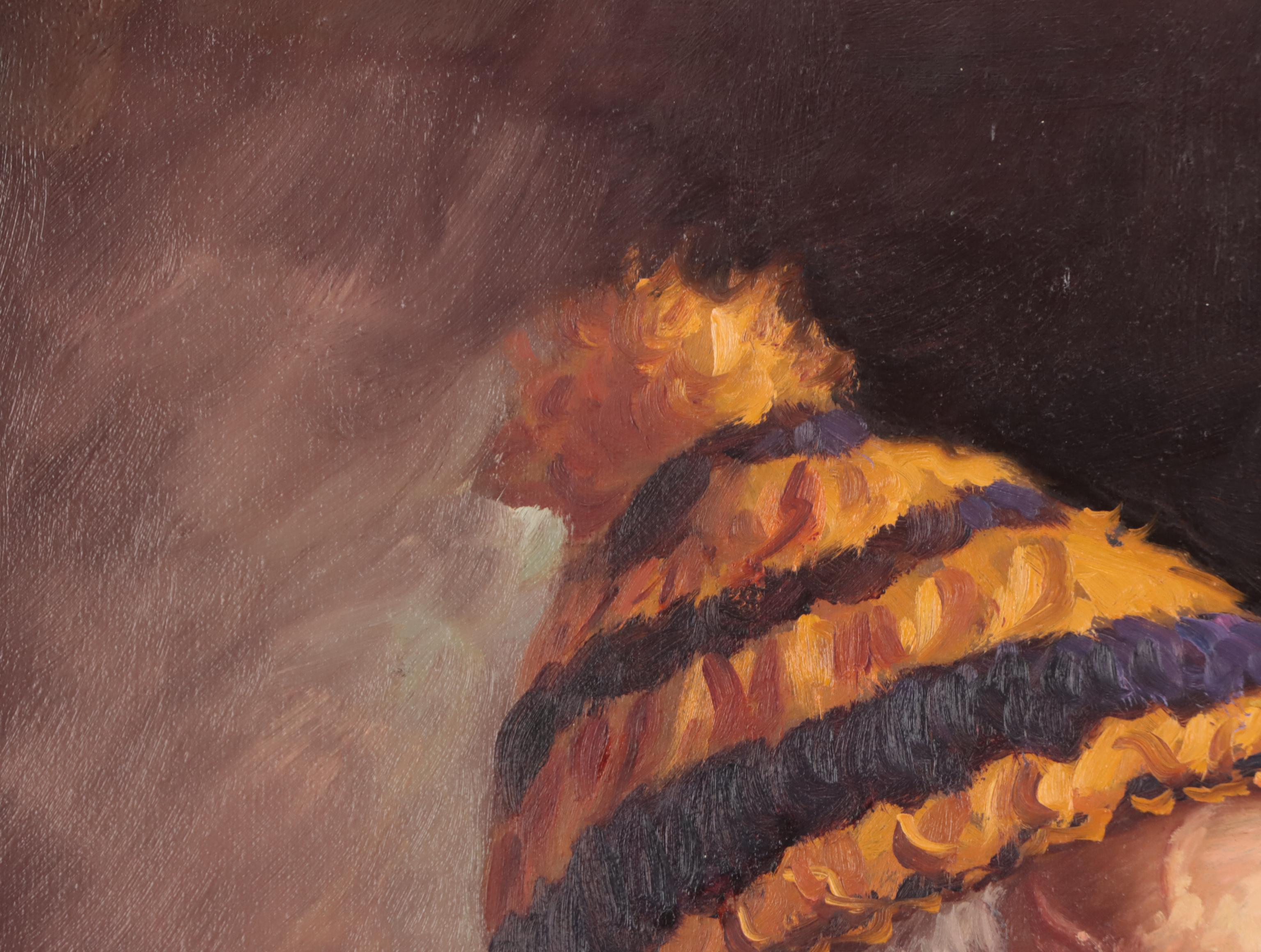 Portrait Oil Painting of Man with Vase