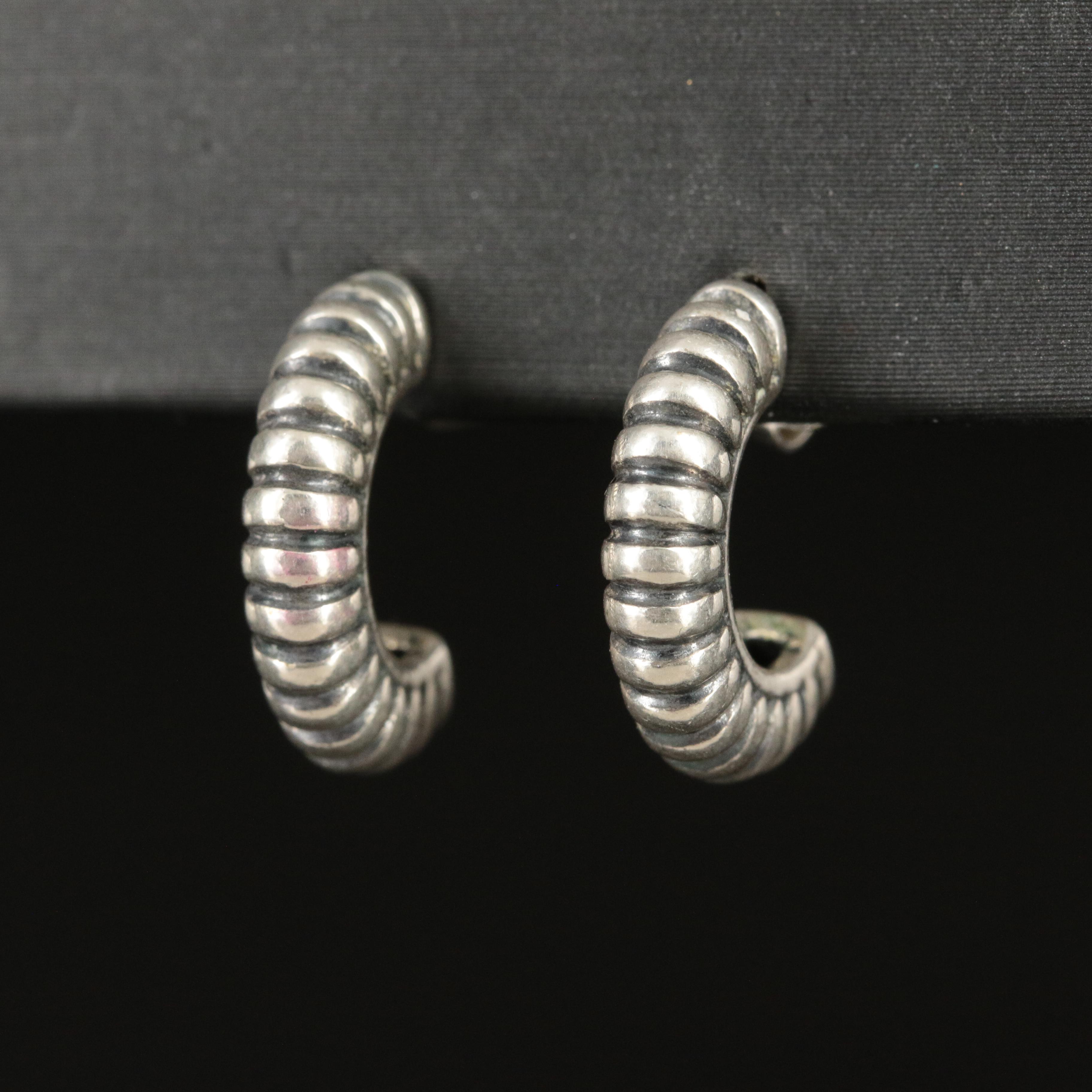 Caviar by Lagos Sterling Fluted Hoop Earrings