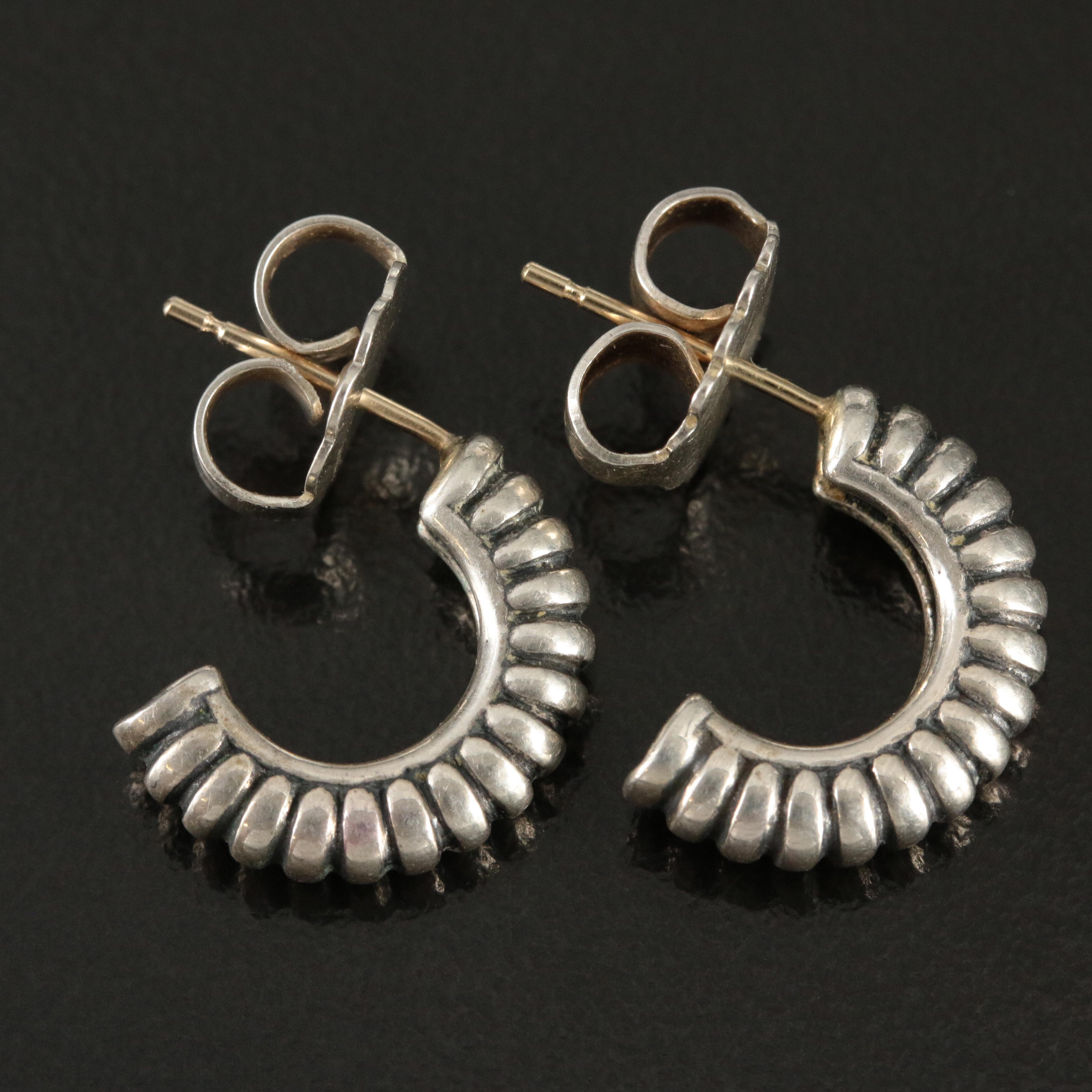Caviar by Lagos Sterling Fluted Hoop Earrings
