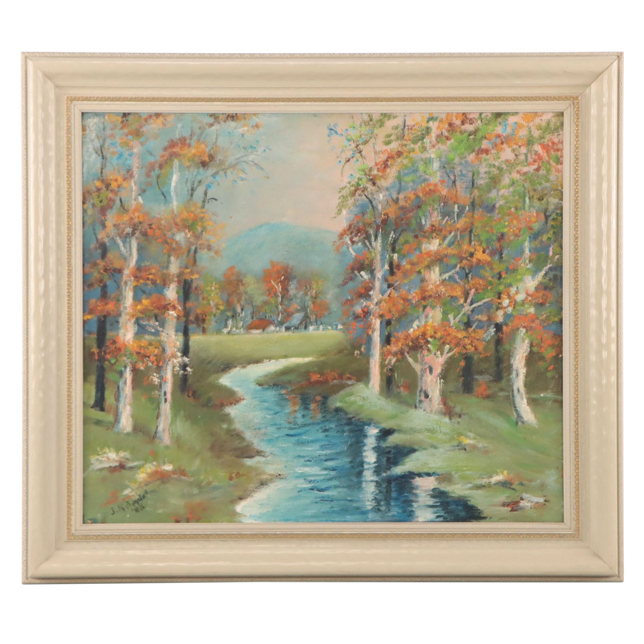 J.R. Appleton Oil Painting of Forest Landscape, 1948