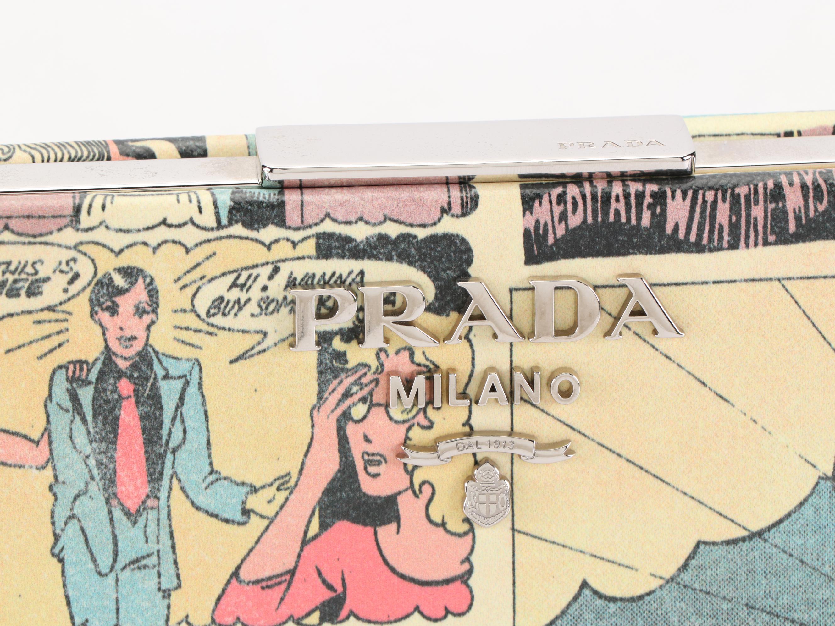 Prada Comic Book Crossbody Bag in Printed Saffiano and Smooth Leather