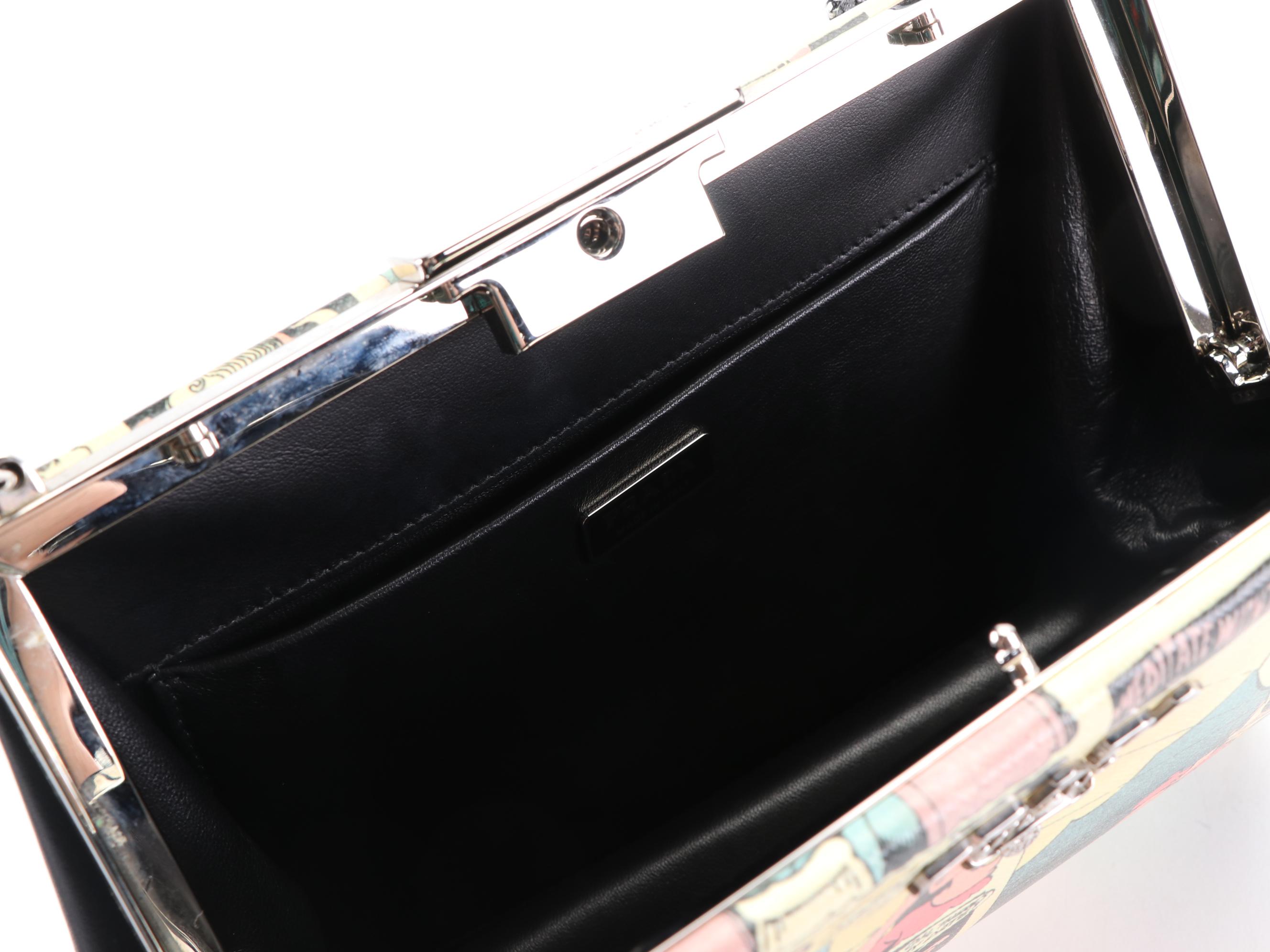 Prada Comic Book Crossbody Bag in Printed Saffiano and Smooth Leather