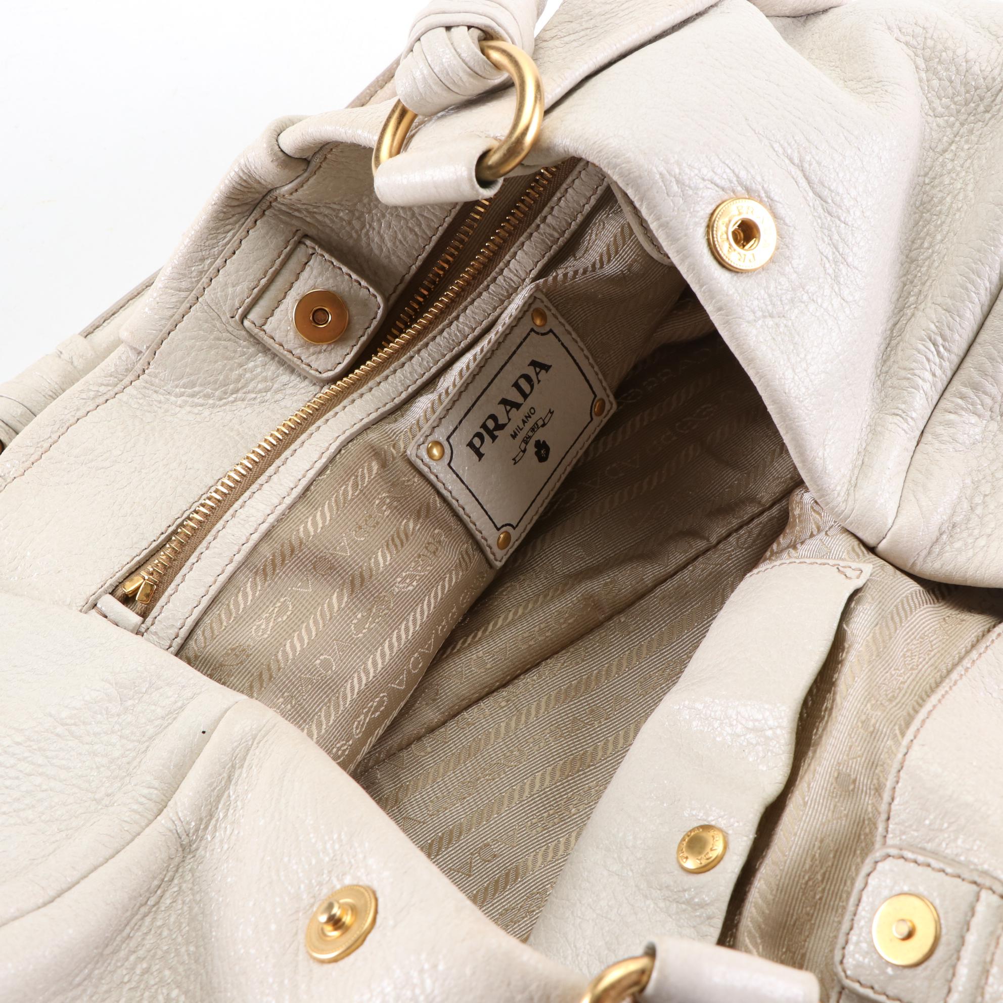 Prada Hobo Shoulder Bag in Cervo Lux Leather