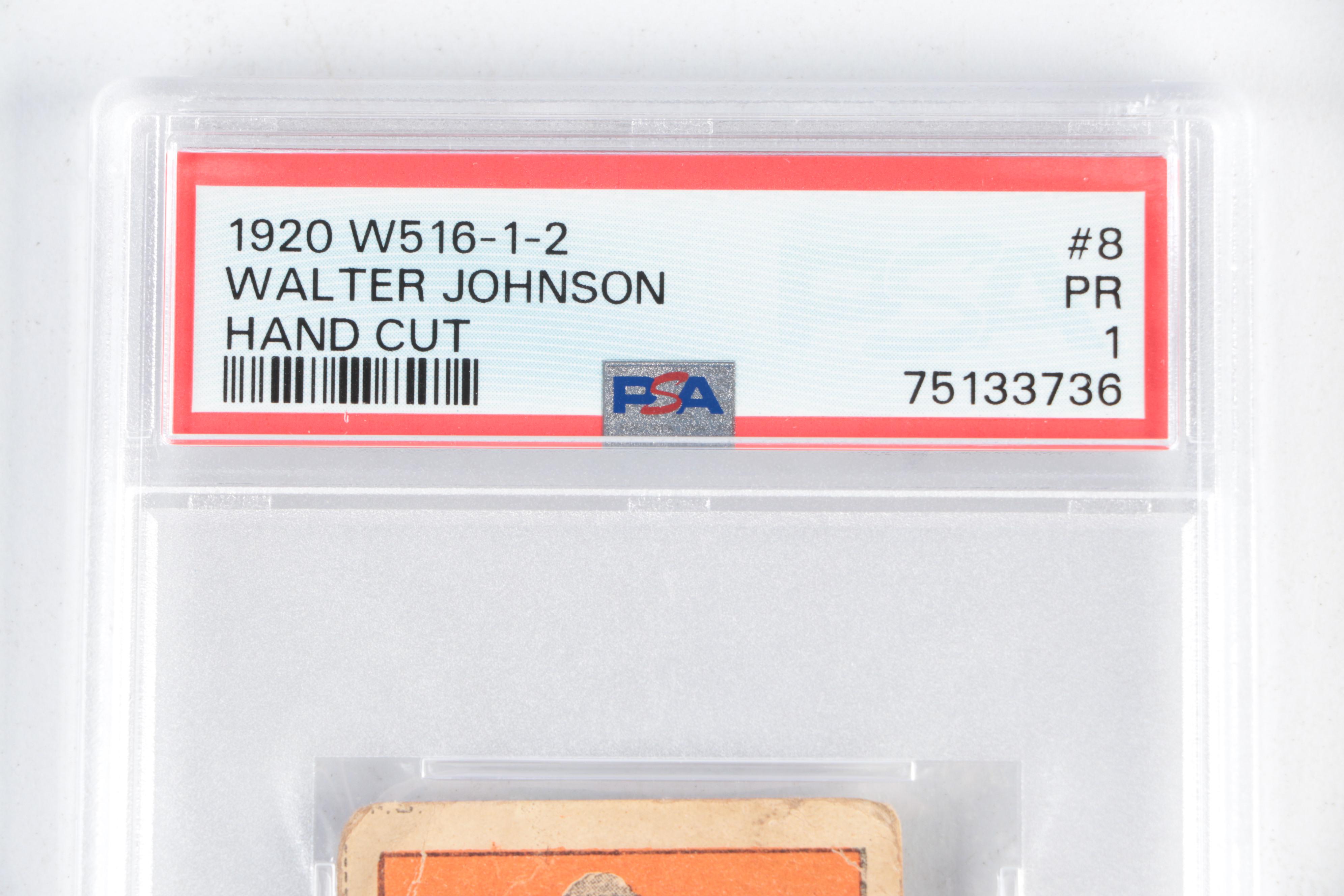 1920 W516-1-2 Walter Johnson Hand Cut Strip Card #8 Graded PSA 1 Poor