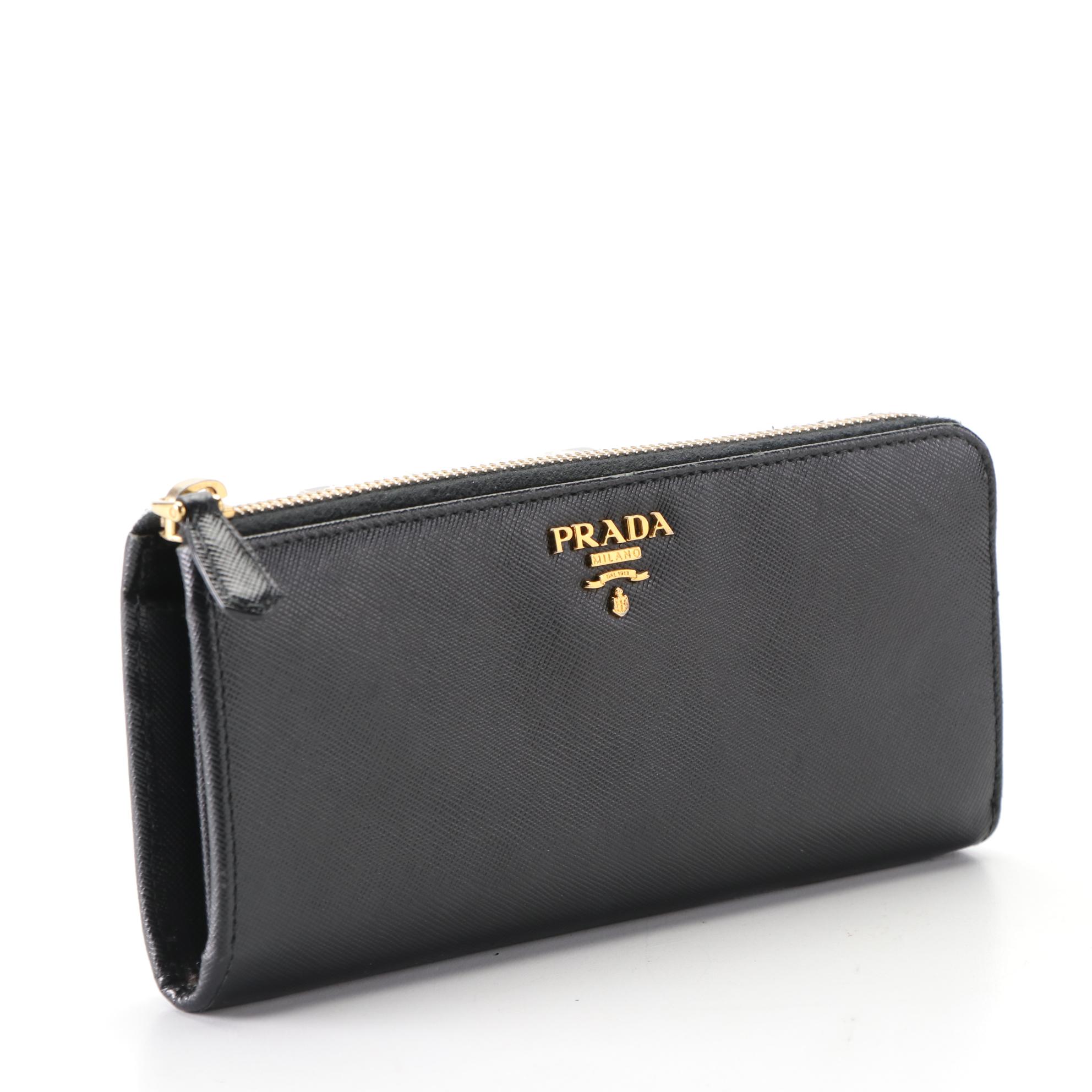 Prada Long Wallet in Black Saffiano Leather