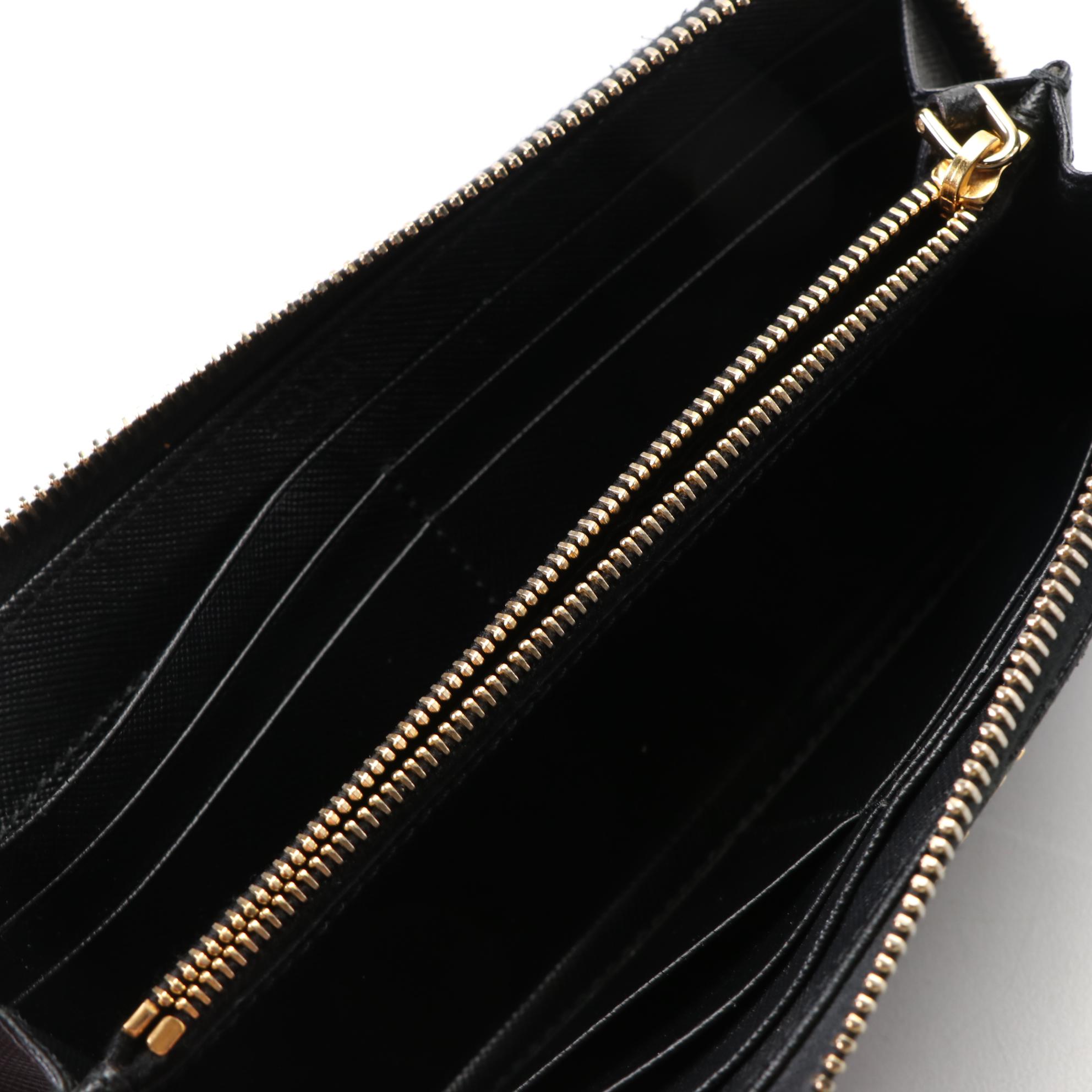 Prada Long Wallet in Black Saffiano Leather