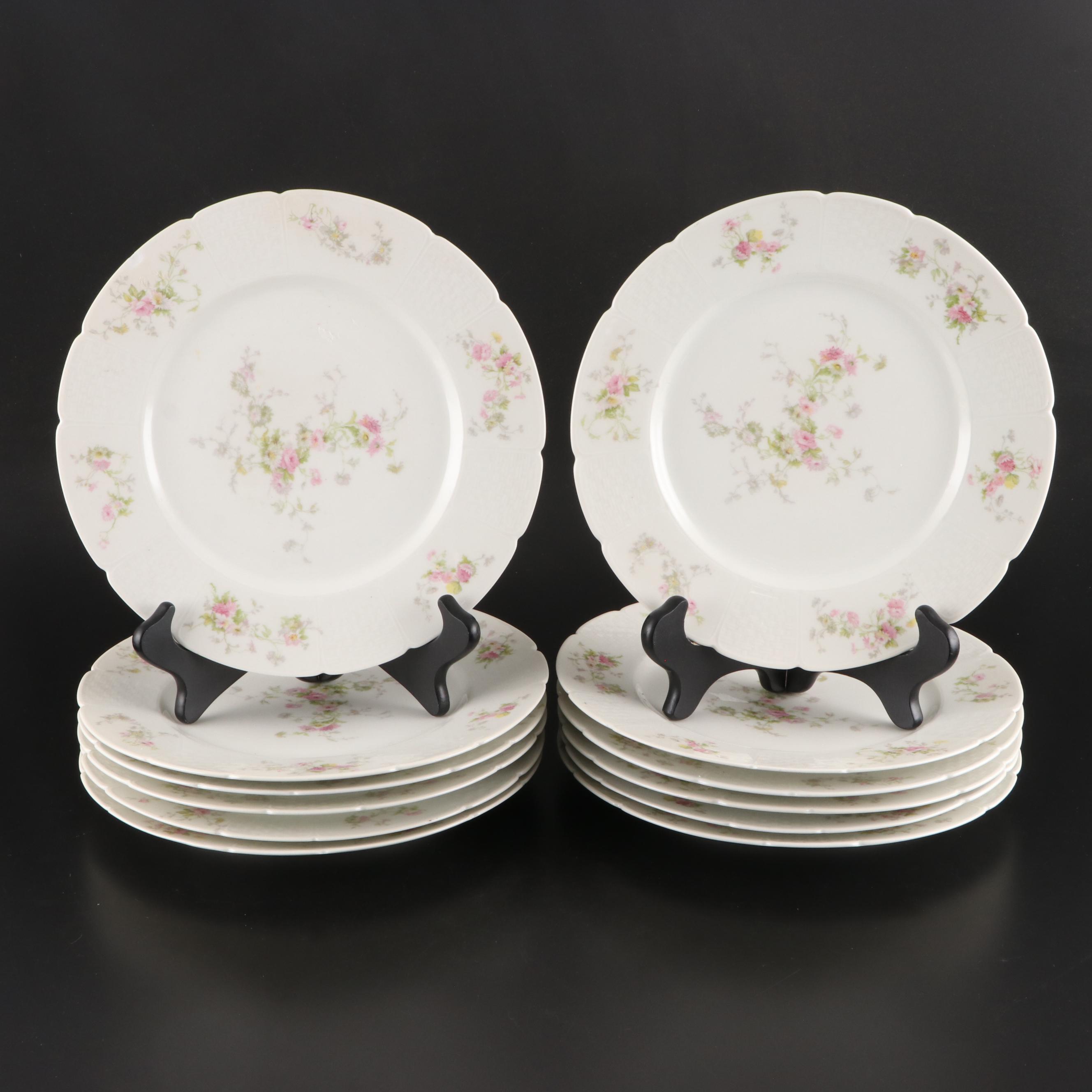 GDA Limoges France Porcelain Dinner Plates, Mid to Late 20th Century