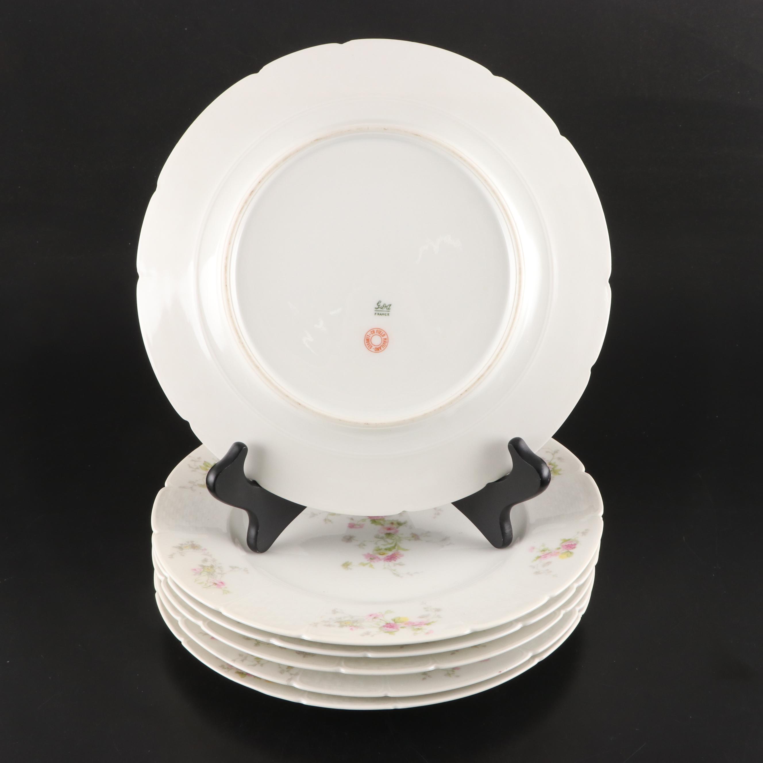 GDA Limoges France Porcelain Dinner Plates, Mid to Late 20th Century