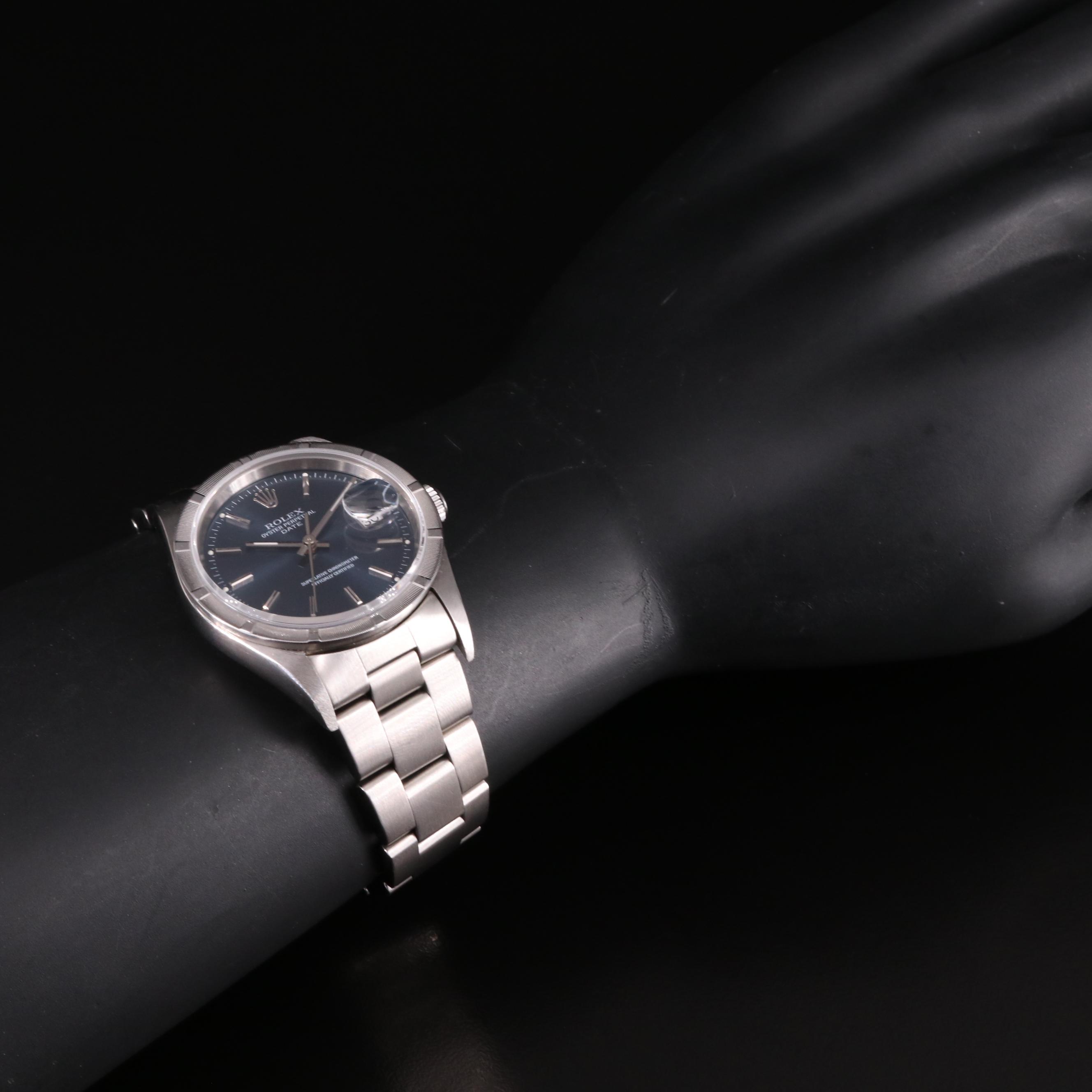 1995 Rolex Oyster Perpetual Date Blue Dial Watch