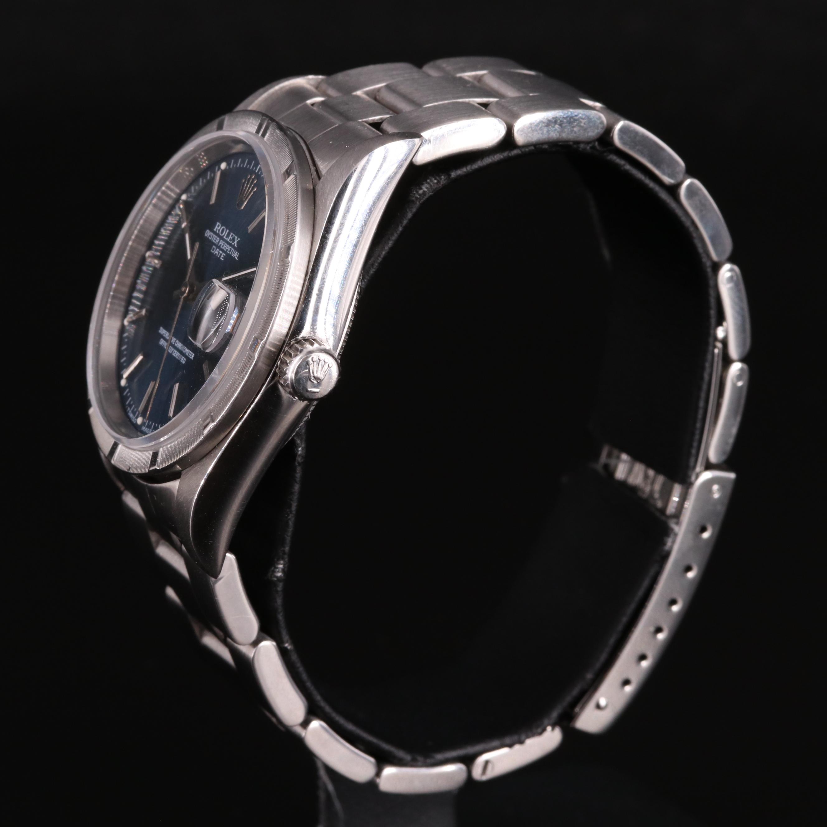 1995 Rolex Oyster Perpetual Date Blue Dial Watch