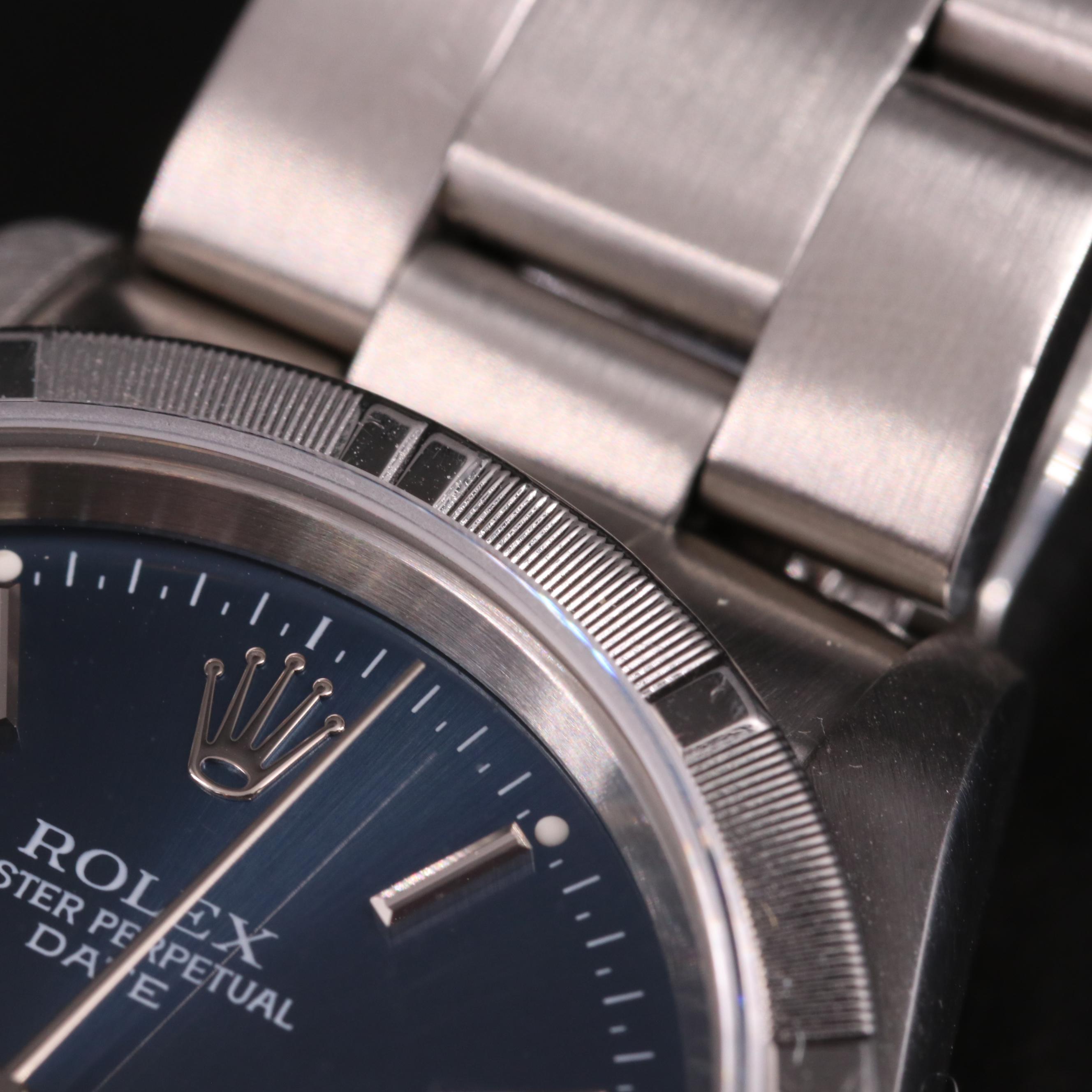 1995 Rolex Oyster Perpetual Date Blue Dial Watch