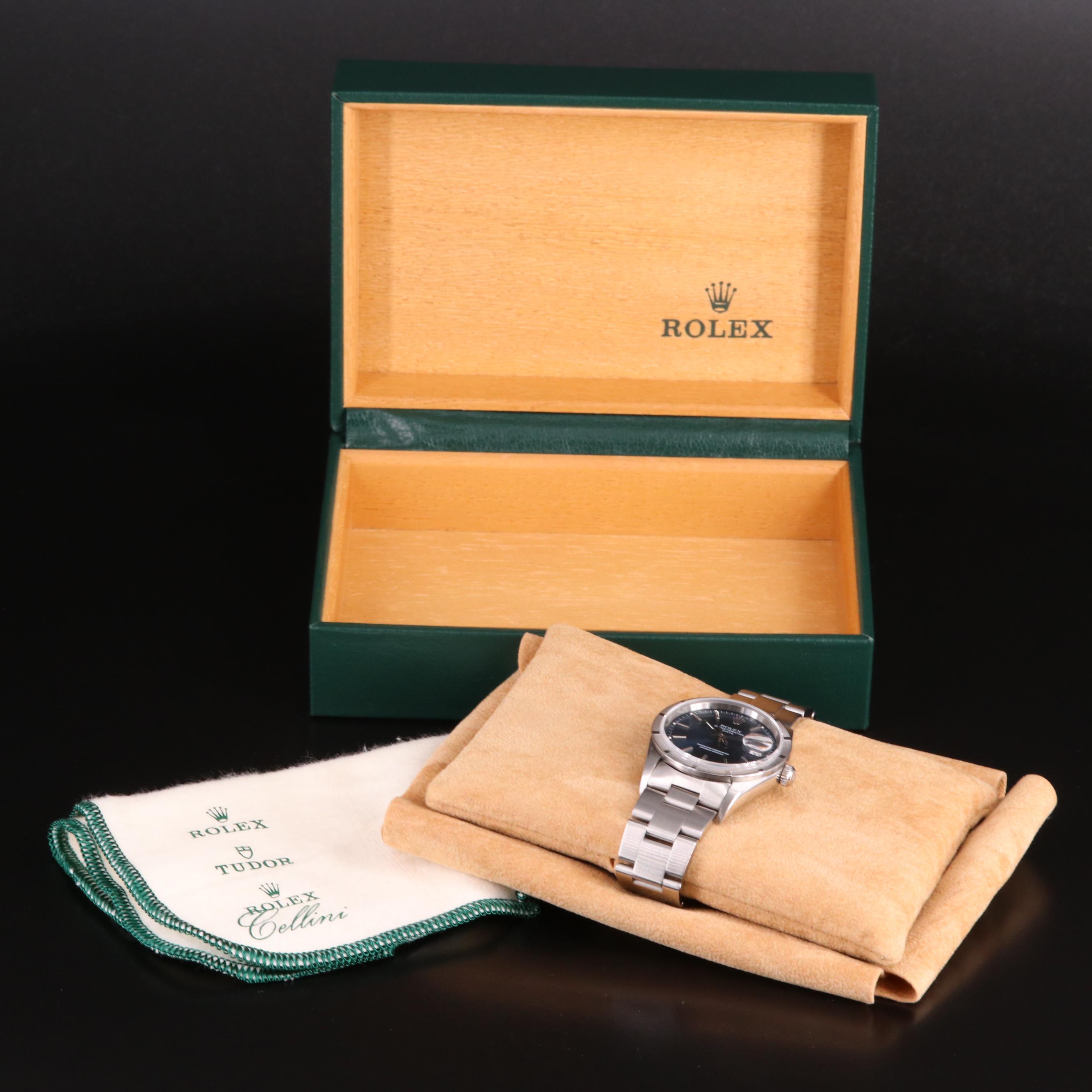 1995 Rolex Oyster Perpetual Date Blue Dial Watch