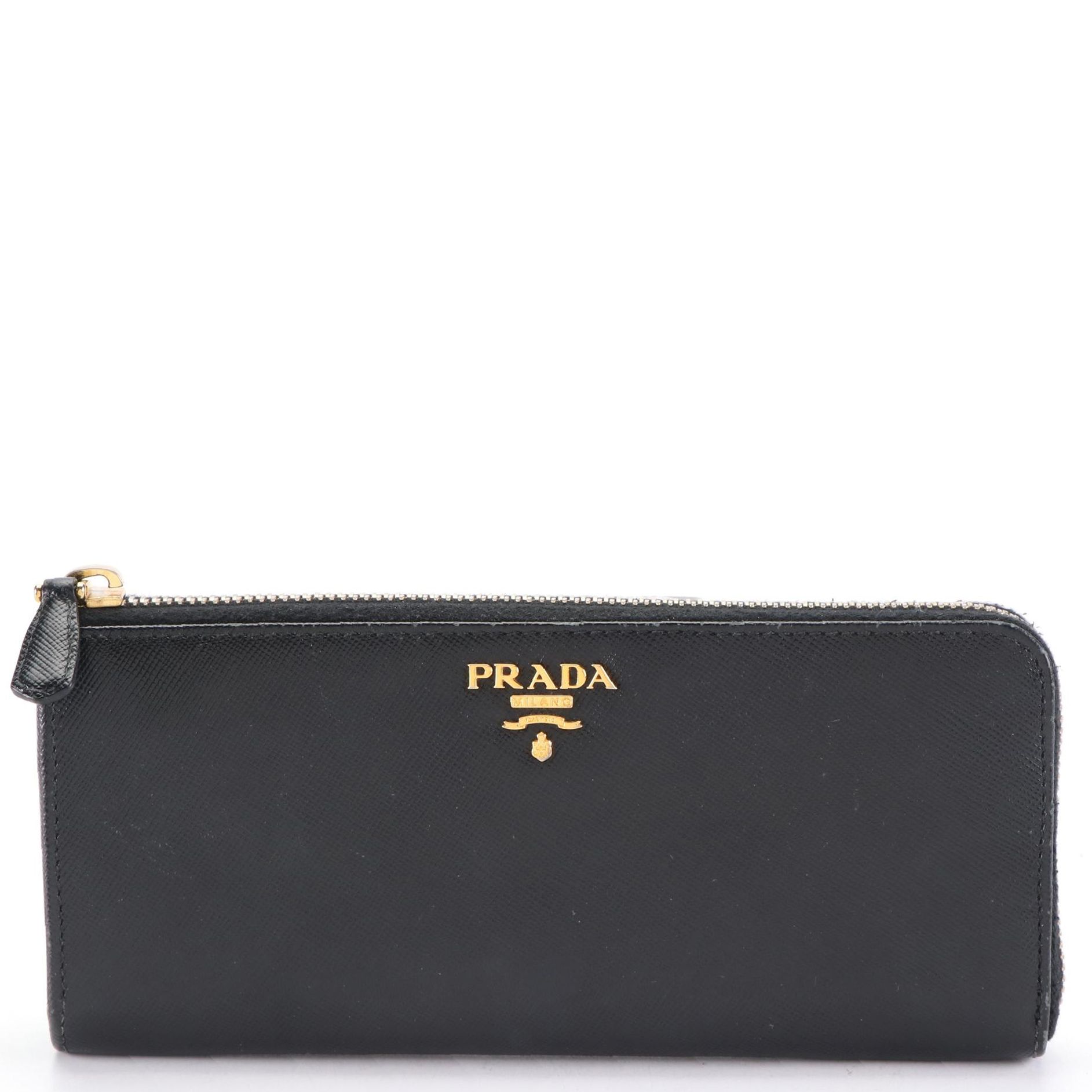 Prada Long Wallet in Black Saffiano Leather