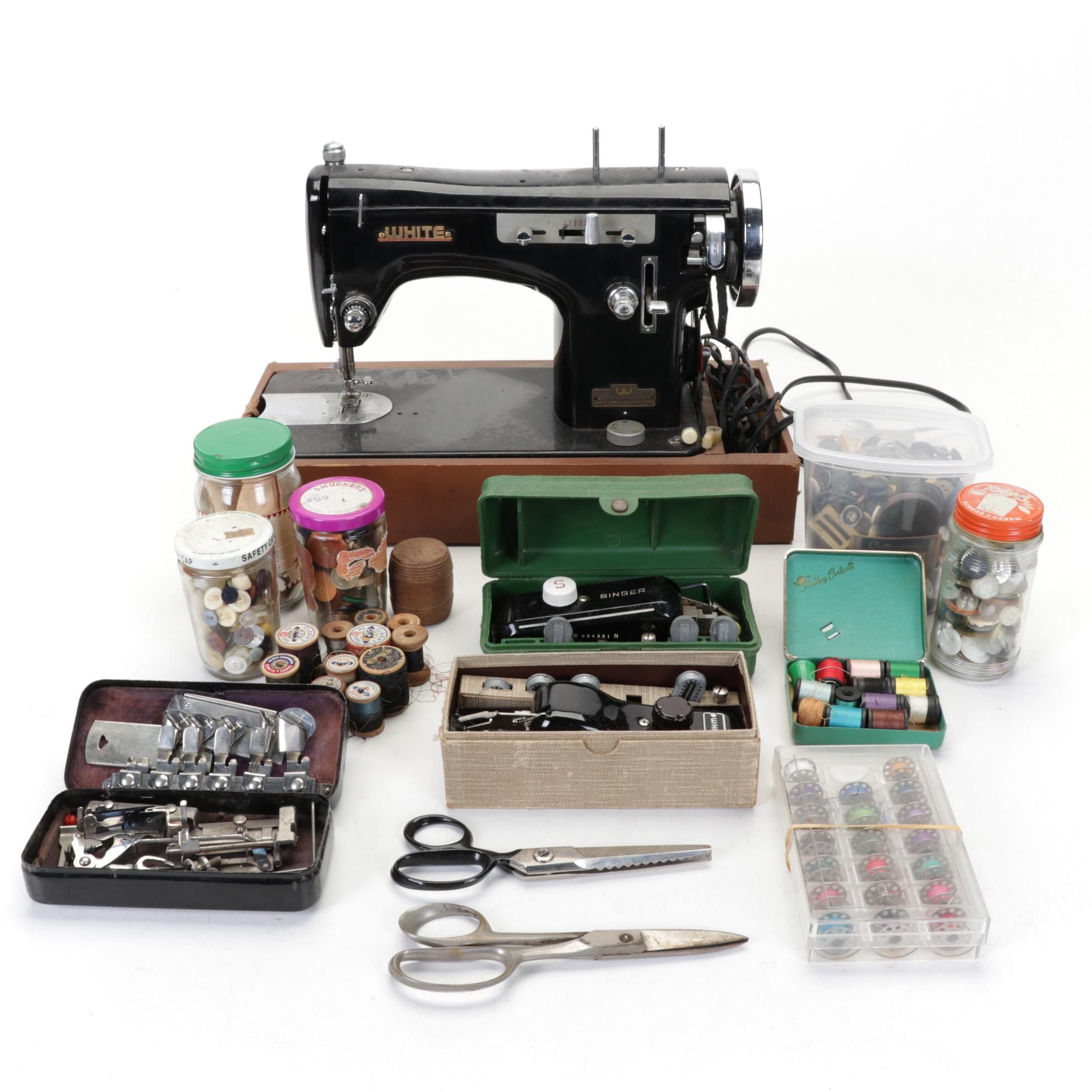 White Sewing Machine 628 Series with Added Light, Pedal and Accessories