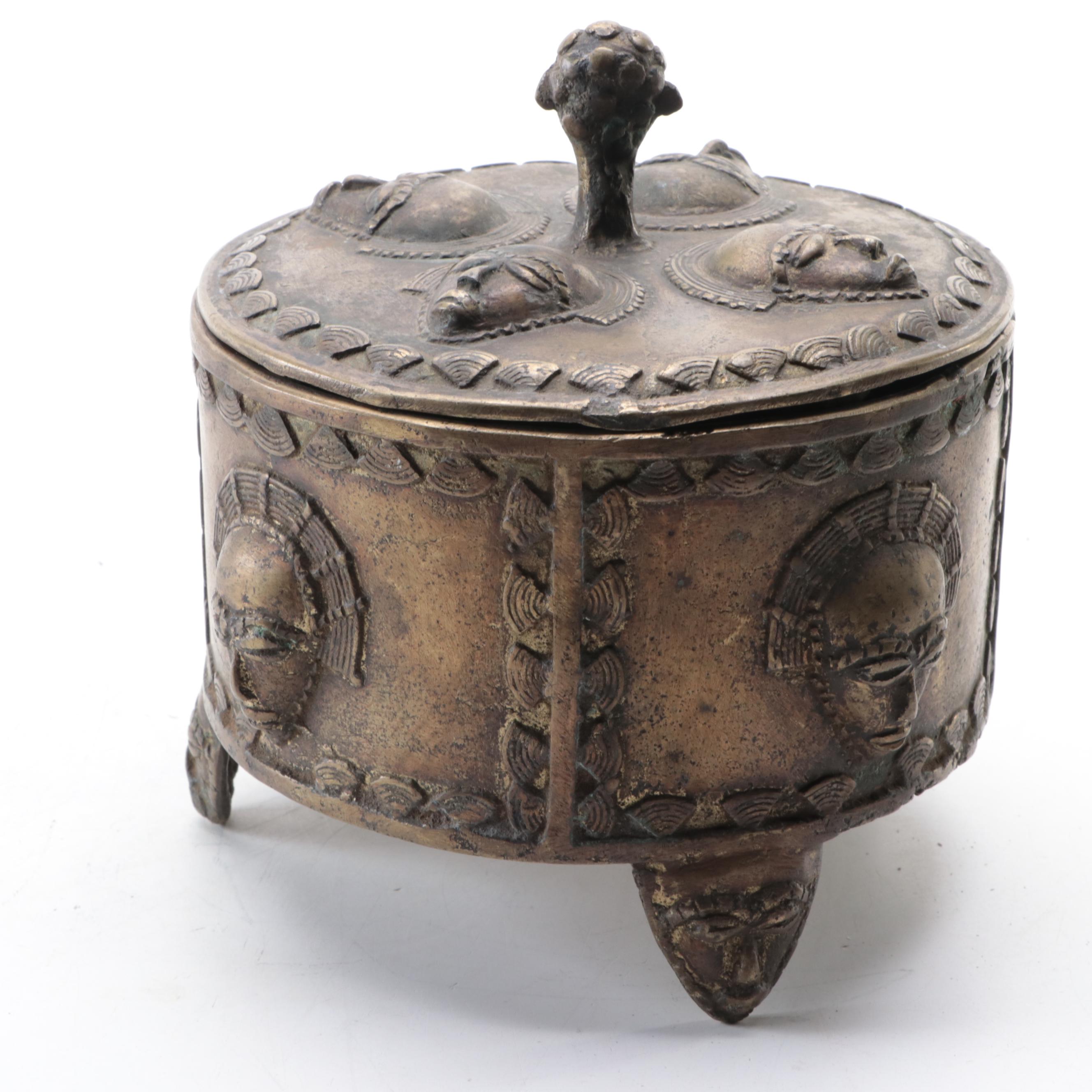 African Baule Bronze Alloy Box