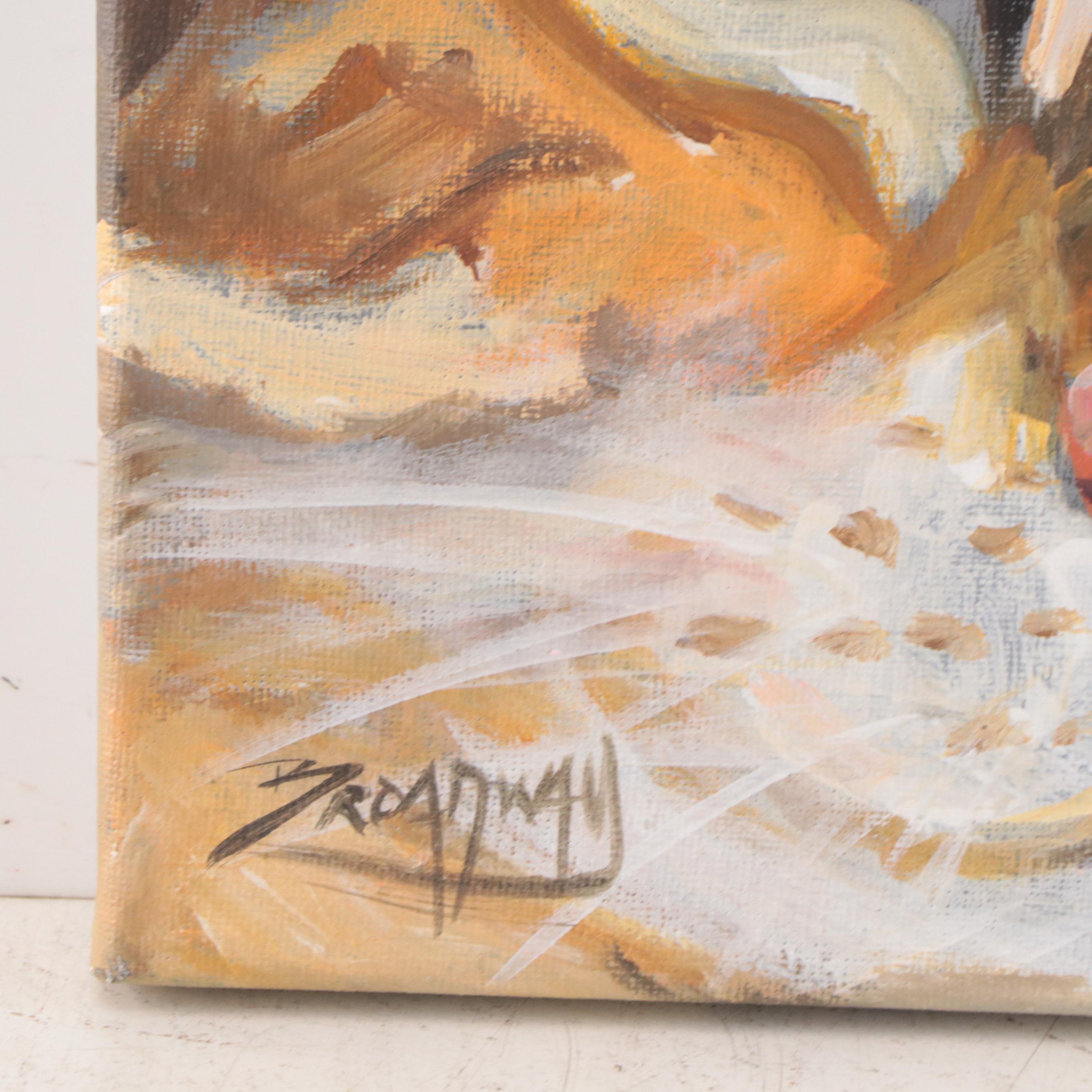 Marc Broadway Acrylic Painting of Cat, 21st Century